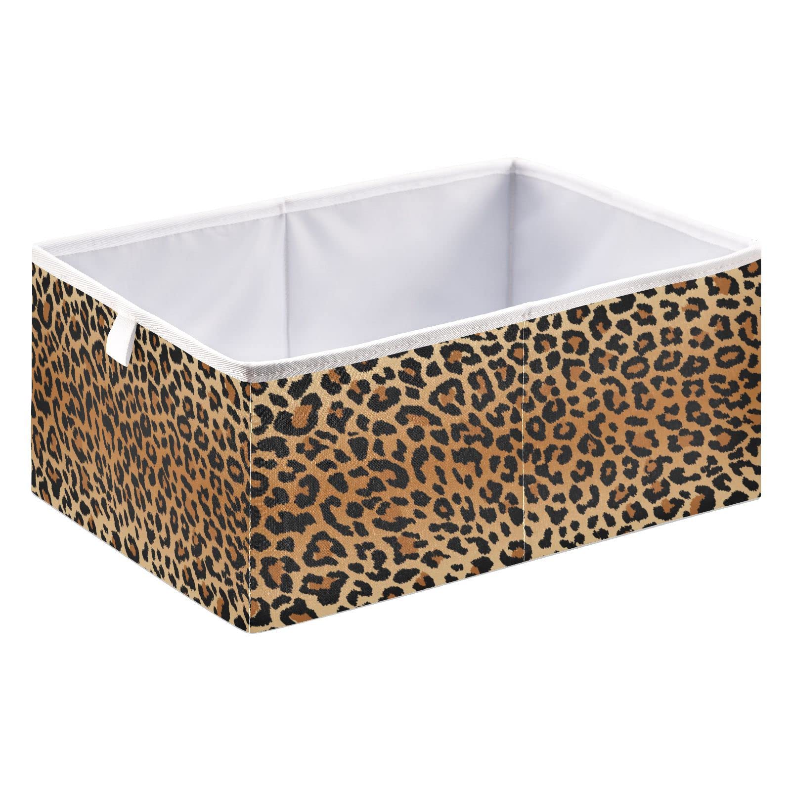 Jumbear A Fashion Leopard Print Cube Storage Bin,Foldable Storage Basket Toy Storage Box For Home Organizing Shelf Closet Bins,40X27x17 Cm