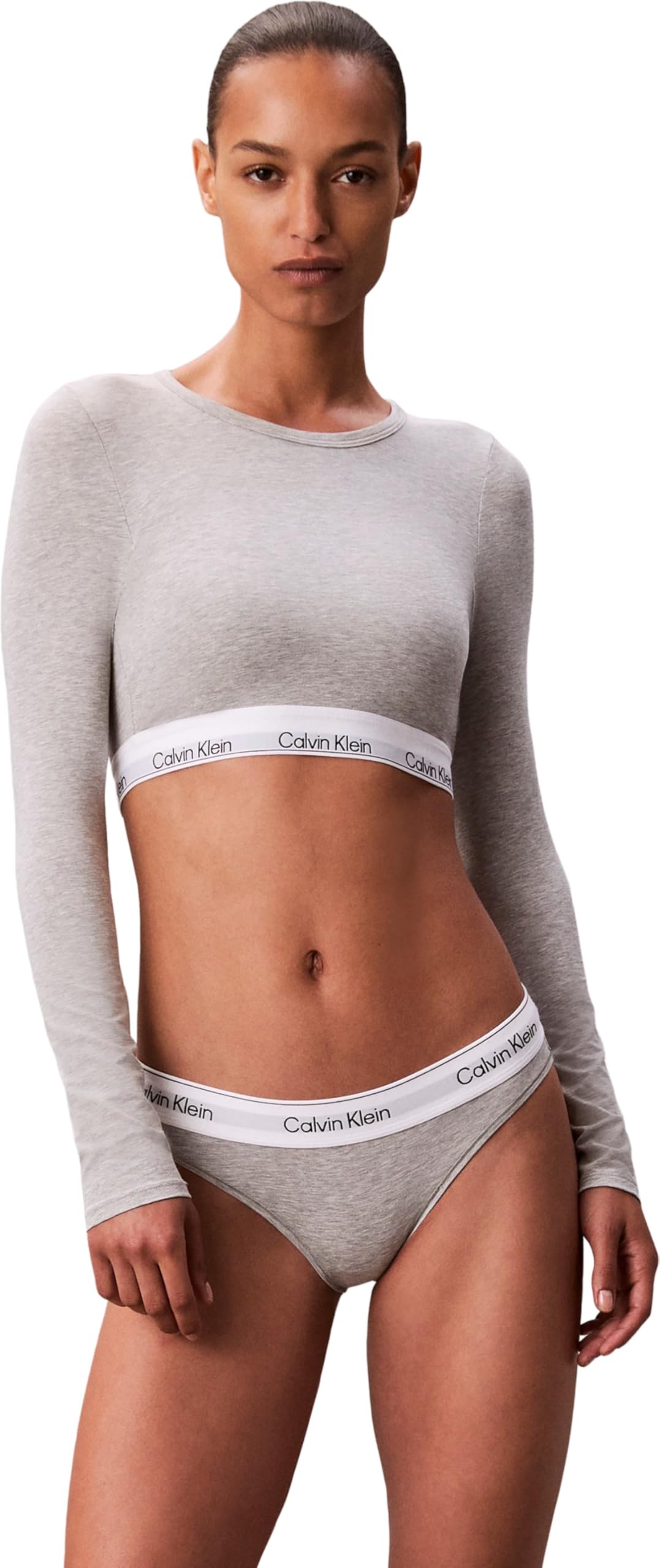 Calvin Klein Women’s Lightly Lined Crop Top Bralette, Grey (Grey Heather), XL