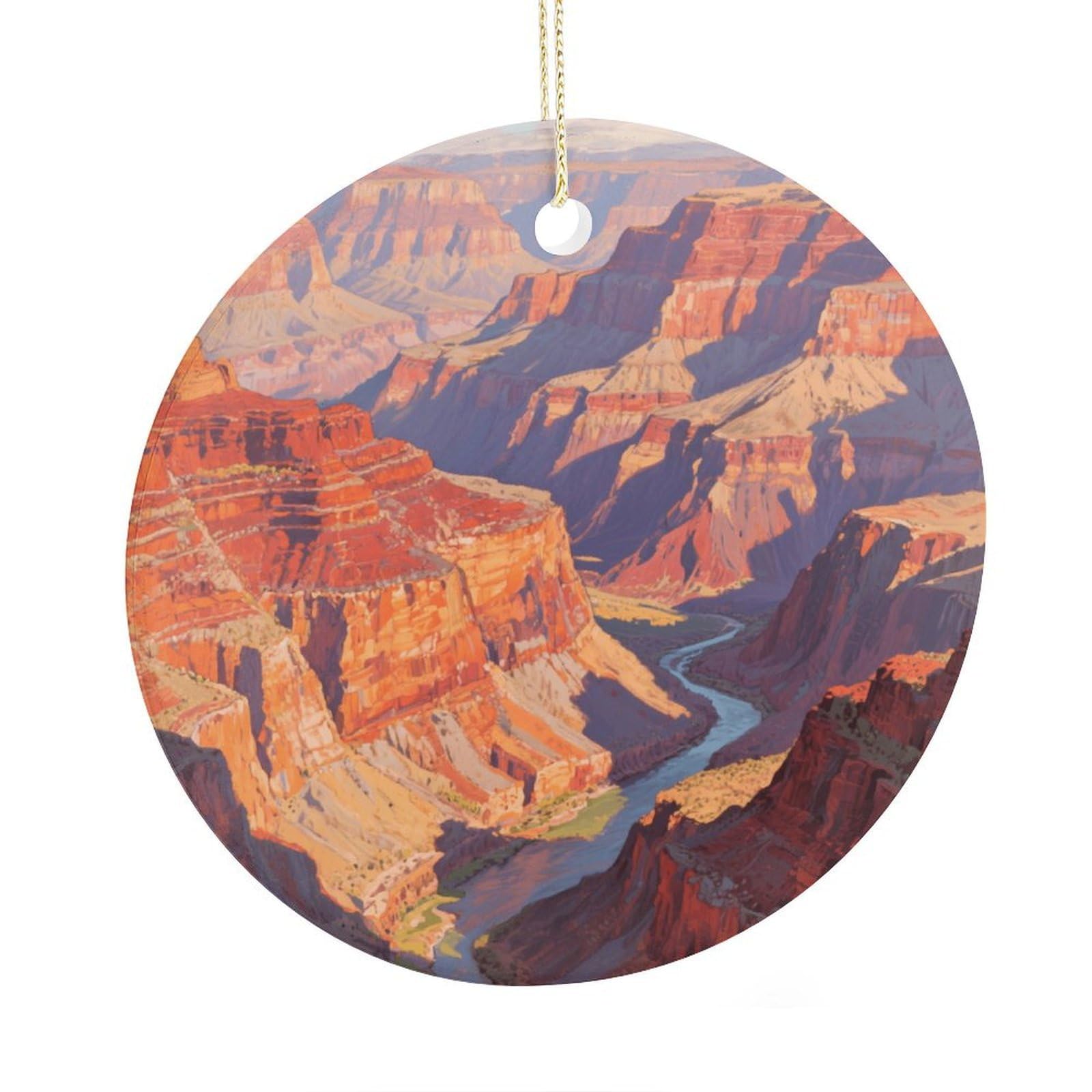 Fekiloot Style Grand Canyon Landforms Christmas Ornaments 2.9 Inch Round Ceramic Ornament Keepsake Thank You Gifts For Office, Room, Home - Holiday Present Ideas