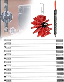 GAOSHI Chimney Sweep Kit Rotary Chimney Cleaning Kit Driven By Drill, 6/9/12/15 Flexible Rods Chimney Sweep Kit, Chimney Brush Rod Kit For Cleaning Fireplace Chimney Cleaning Kit