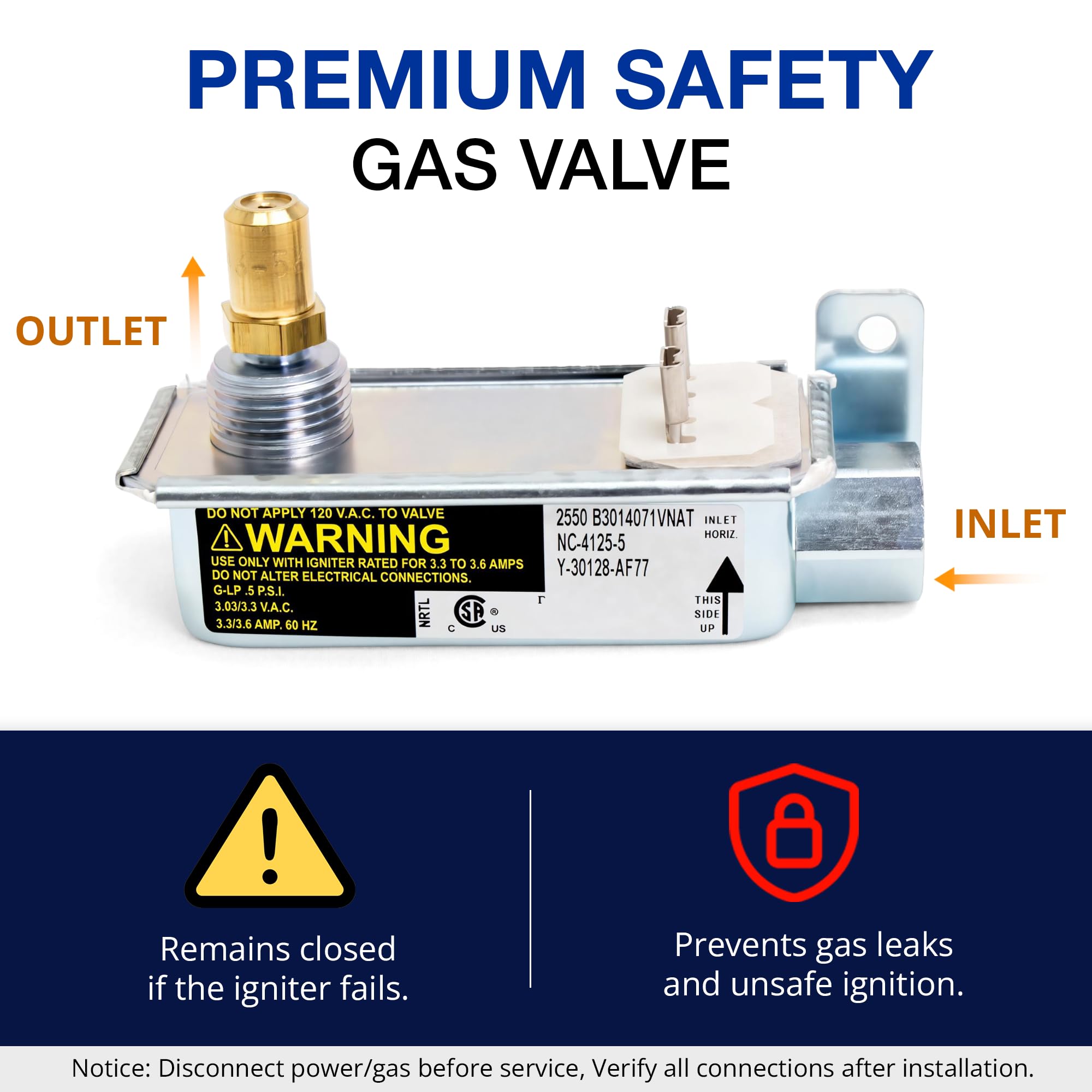 Robertshaw NC-4125-5 Y-30128-AF77 - Válvula de seguridad de gas para estufa de gas Awoco y otras estufas de gas