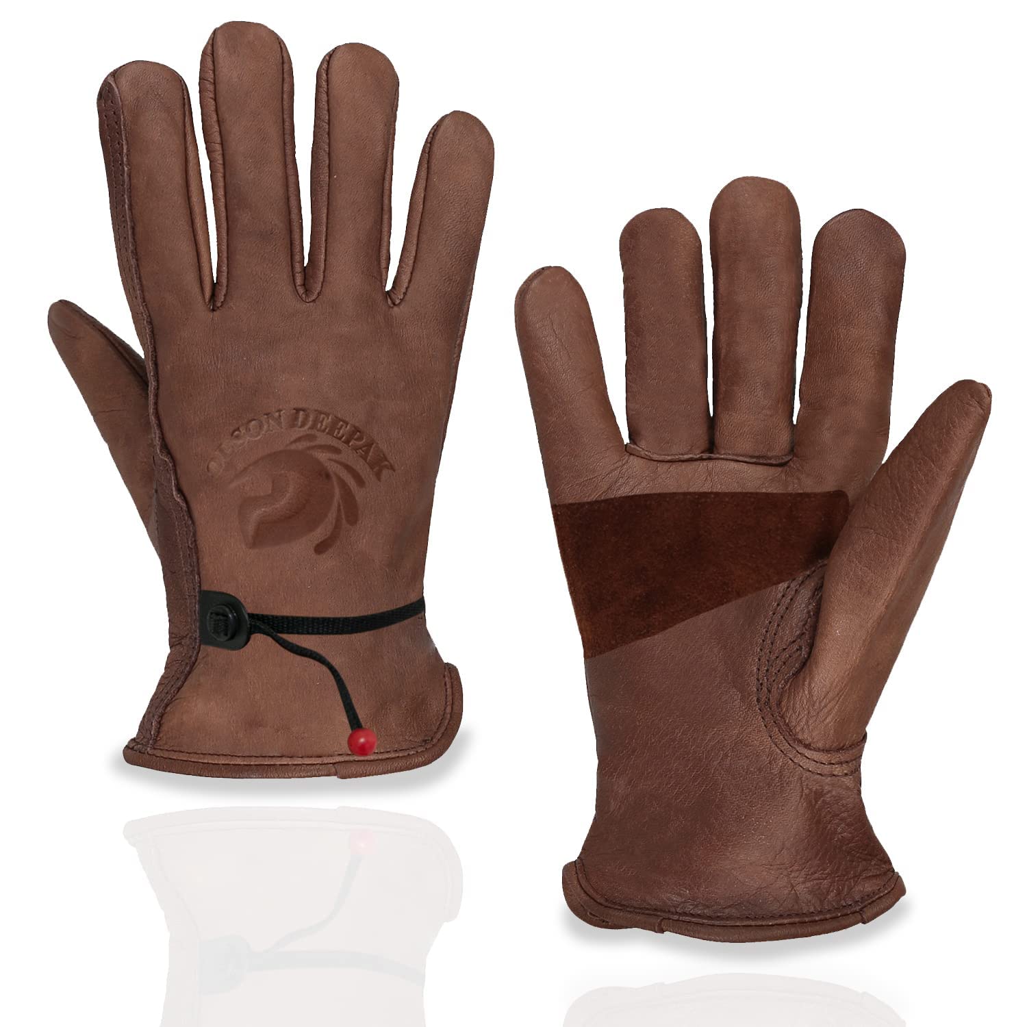 OLSON DEEPAK Leather Working Gloves for Gardening,Thornproof Gardening Gloves for Men and Women (Brown, M(Pack of 1))…