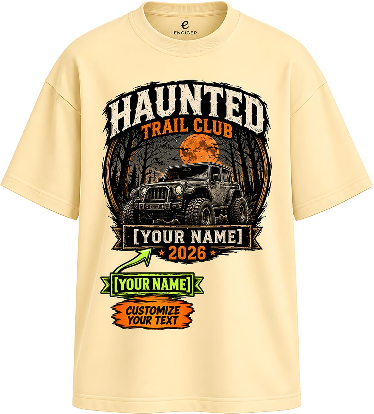 Custom Tshirt Halloween Name Drop Shoulder T-Shirt, 100% Cotton Heavy 240 GSM Oversized Tee for Men & Women