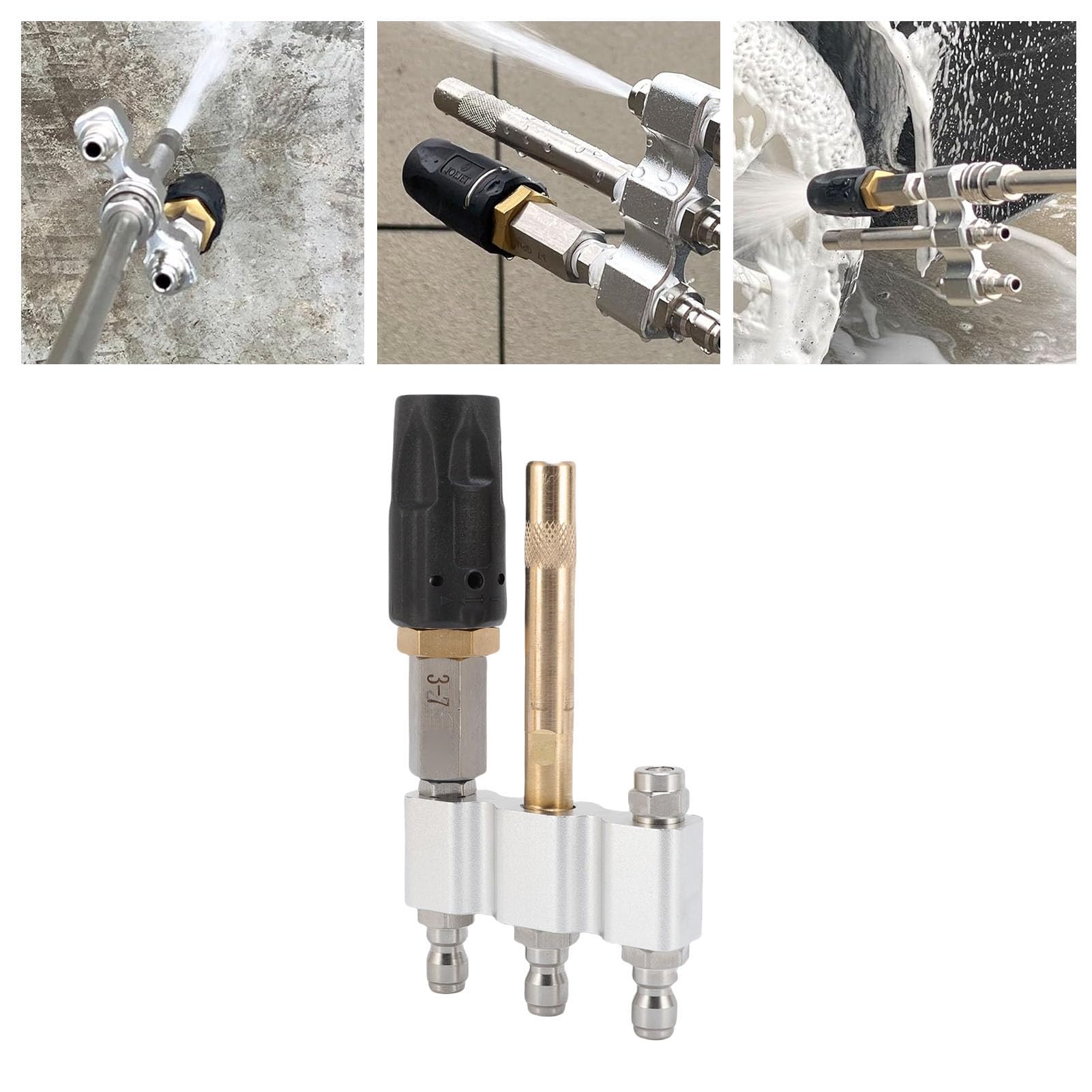 Ugello a spirale M5 compatibile con idropulitrice Ladder Saver - Punta lunga regolabile 3 in 1 con connessione rapida da 1/4 di pollice - Da 3 a 7 GPM e da 1000 a 6000 PSI -
