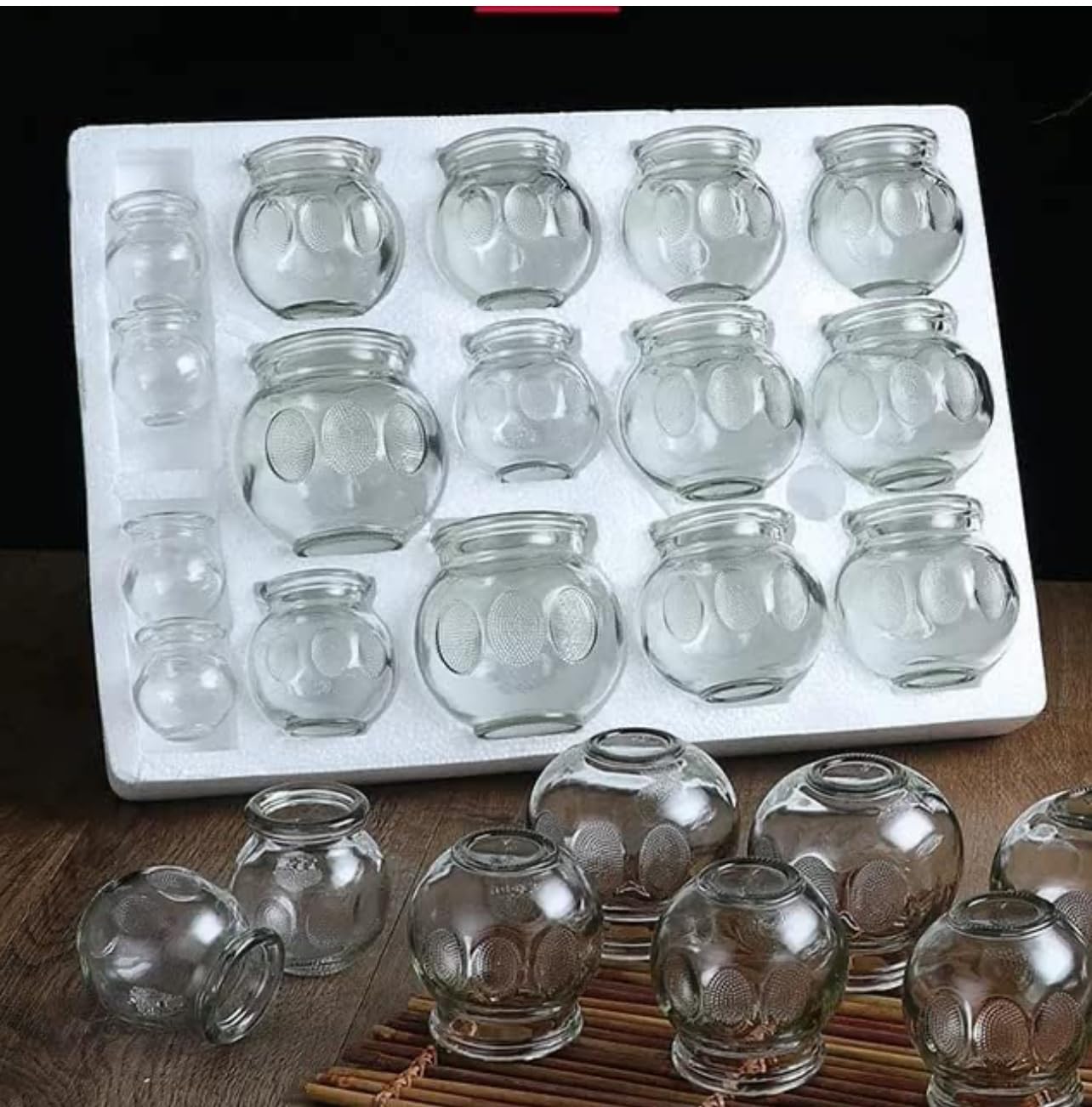 ACS Acupressure Glass Fire Vacuum Cupping Therapy Set of 16pcs
