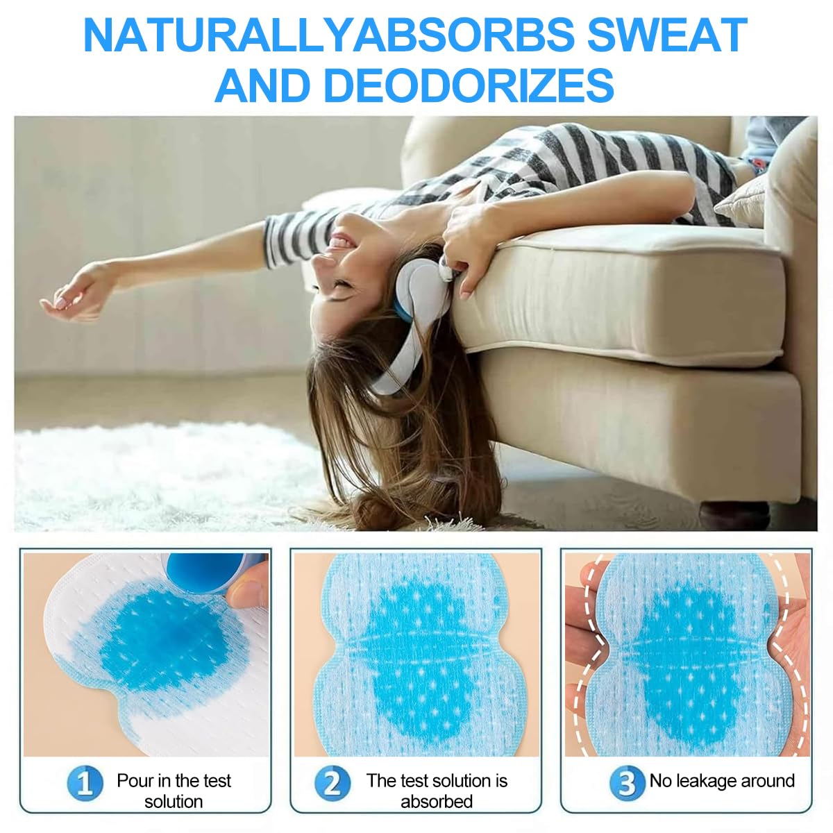 80 Pieza Almohadillas Sudor Axilas Absorción, Almohadilla Axila Autoadhesiva, Parches Sudor Axilas Desechables Absorción Sudor y Eliminar Olor Hombres y Mujeres