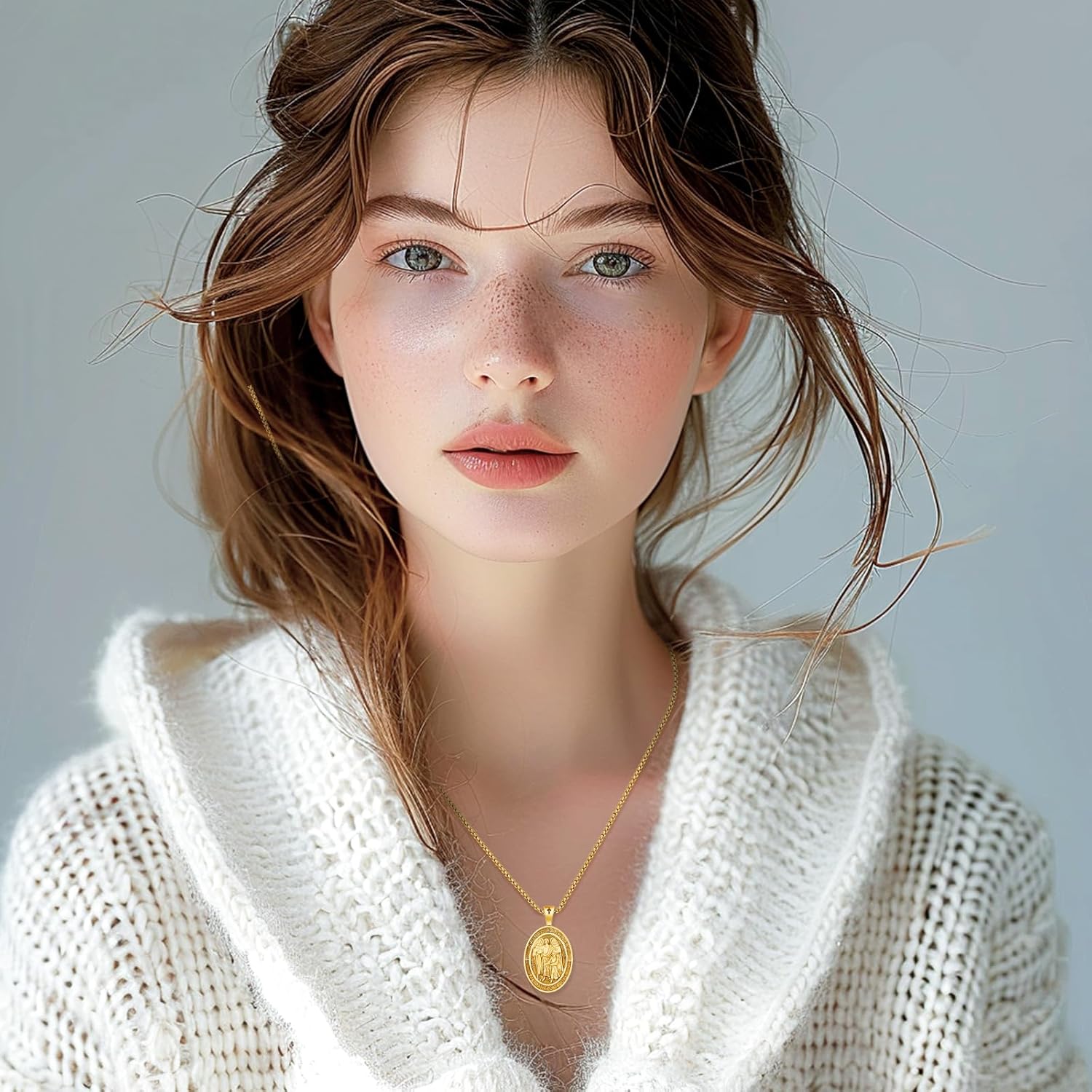 St Raphael Medal Necklace for Men Women, 925 Sterling Silver Patron Saint of Travel Oval Medal Pendant Amulet Religious Jewelry Gifts - Image 3