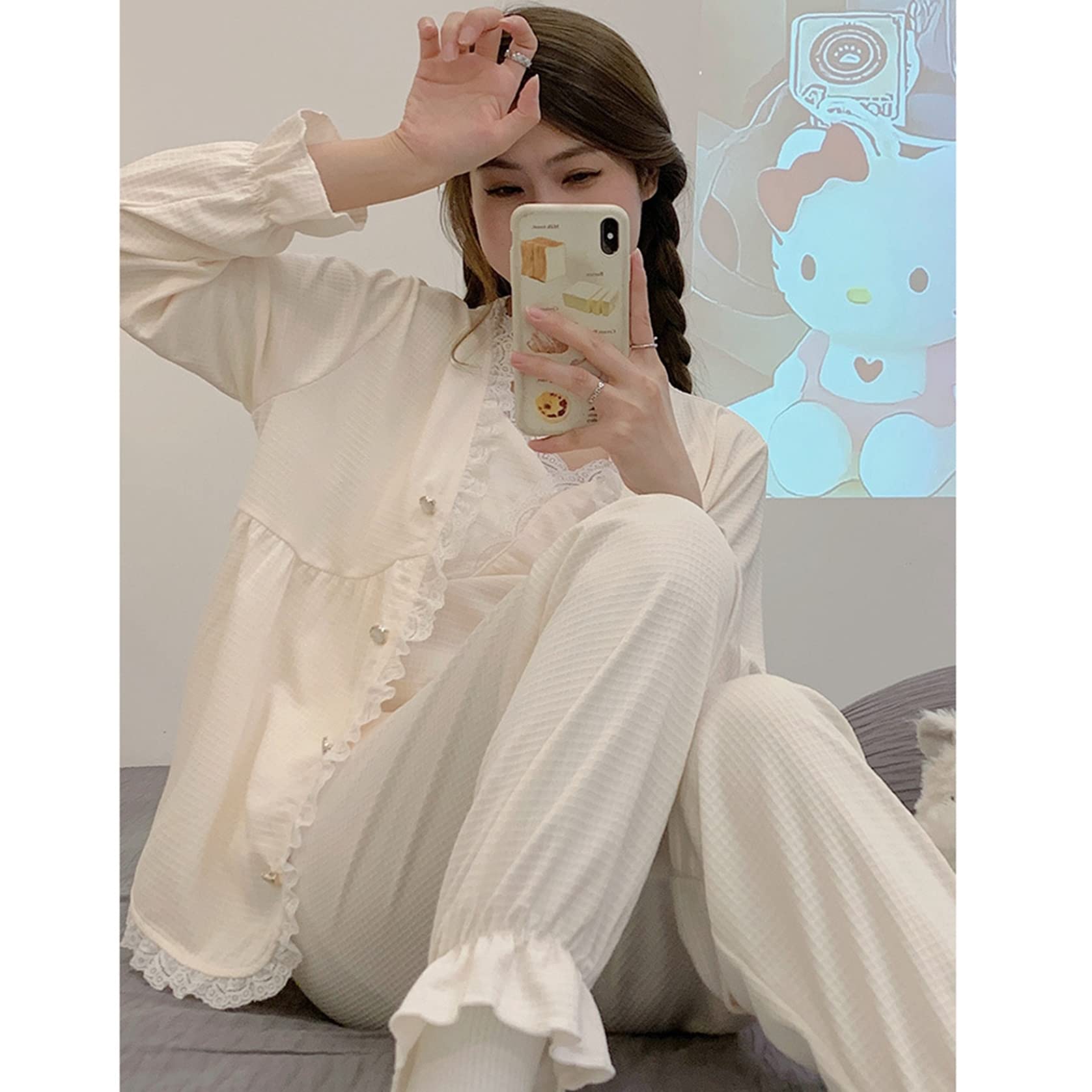 Amazon.co.jp: レディース パジャマ ルームウェアセット 3点