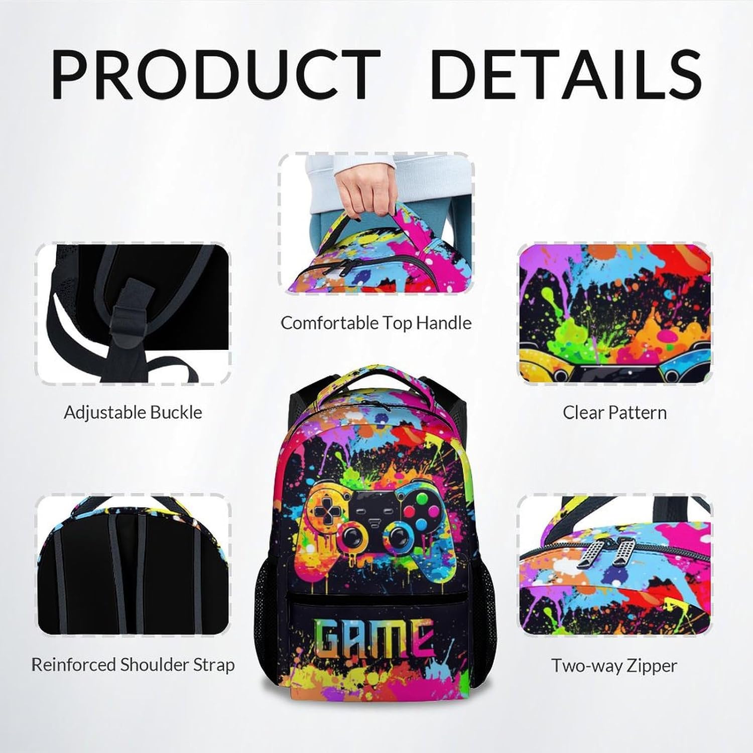 Mercuryelf Backpack for Boys - 17 Inch Gamer Bookbag for Primary Middle College - Cool Gaming Backpacks for Kids - Kids School Bag