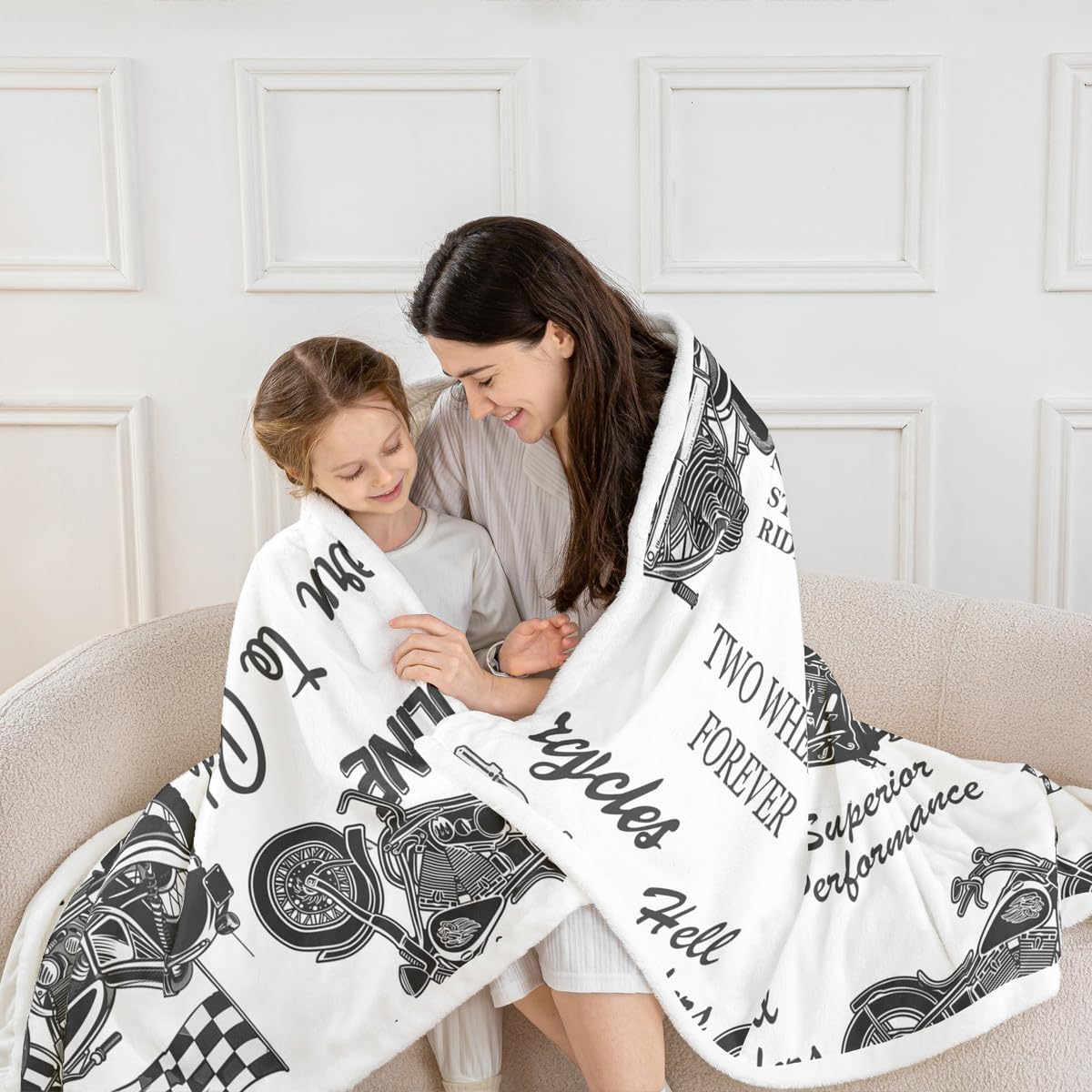 Feelyou Vintage Motorcycle Sherpa Blanket Boys Motocross Extreme Sports Fleece Throw Blanket Racing Dirt Bike 3D Motorbike Print for Sofa Bed Couch Throw 50x60 Inch
