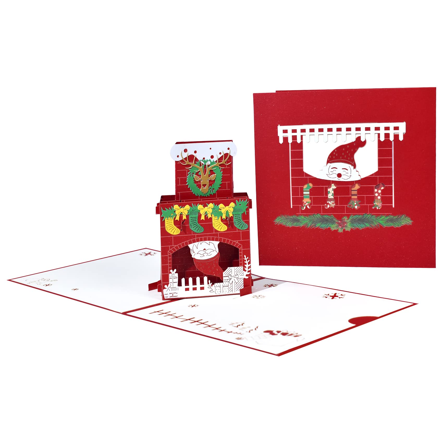 Biglietti Di Natale Pop Up 3D – Con Busta E Adesivi – Confezione Da 6 - 2