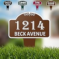 Vista 15 de Letrero personalizado para dirección de casa, placa personalizada de aluminio para dirección del hogar, placas de números de casa para jardín