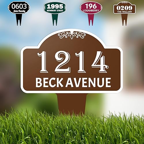 Miniatura 15 de Letrero personalizado para dirección de casa, placa personalizada de aluminio para dirección del hogar, placas de números de casa para jardín