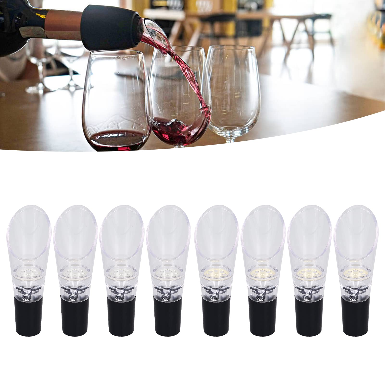 Wine Pourer, 4PCS Wine Aerator PC Decanter Bottle-Top Aerator with Dripless Pour Spout for Instant Wine Aeration in Household Party(Silver)