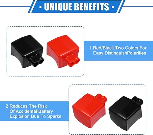 Miniatura 3 de 1 par de cubiertas de aislamiento para terminales de batería de automóvil, 0.591 in, 0.59 pulgadas, tapa de poste superior universal para