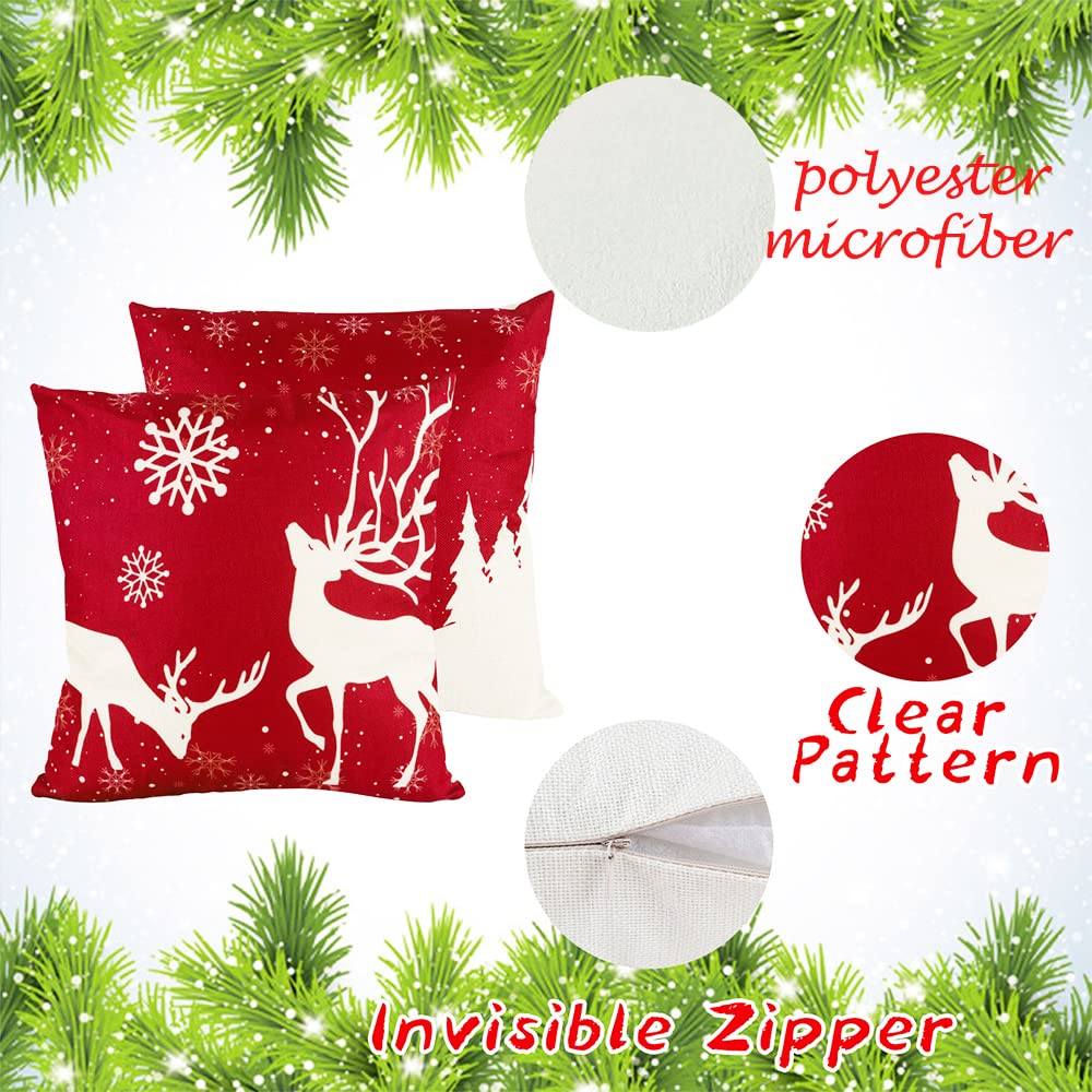 Produktbild von Kaufe Rentier-Kissenbezug, Weicher Samt, 45 X 45 Cm, Bestickter Hirsch- Weihnachtskissenbezug, Grün, Rot, Schwarz, Weiß, Grau, Heimdekoration Zum Preis Ab 4.2