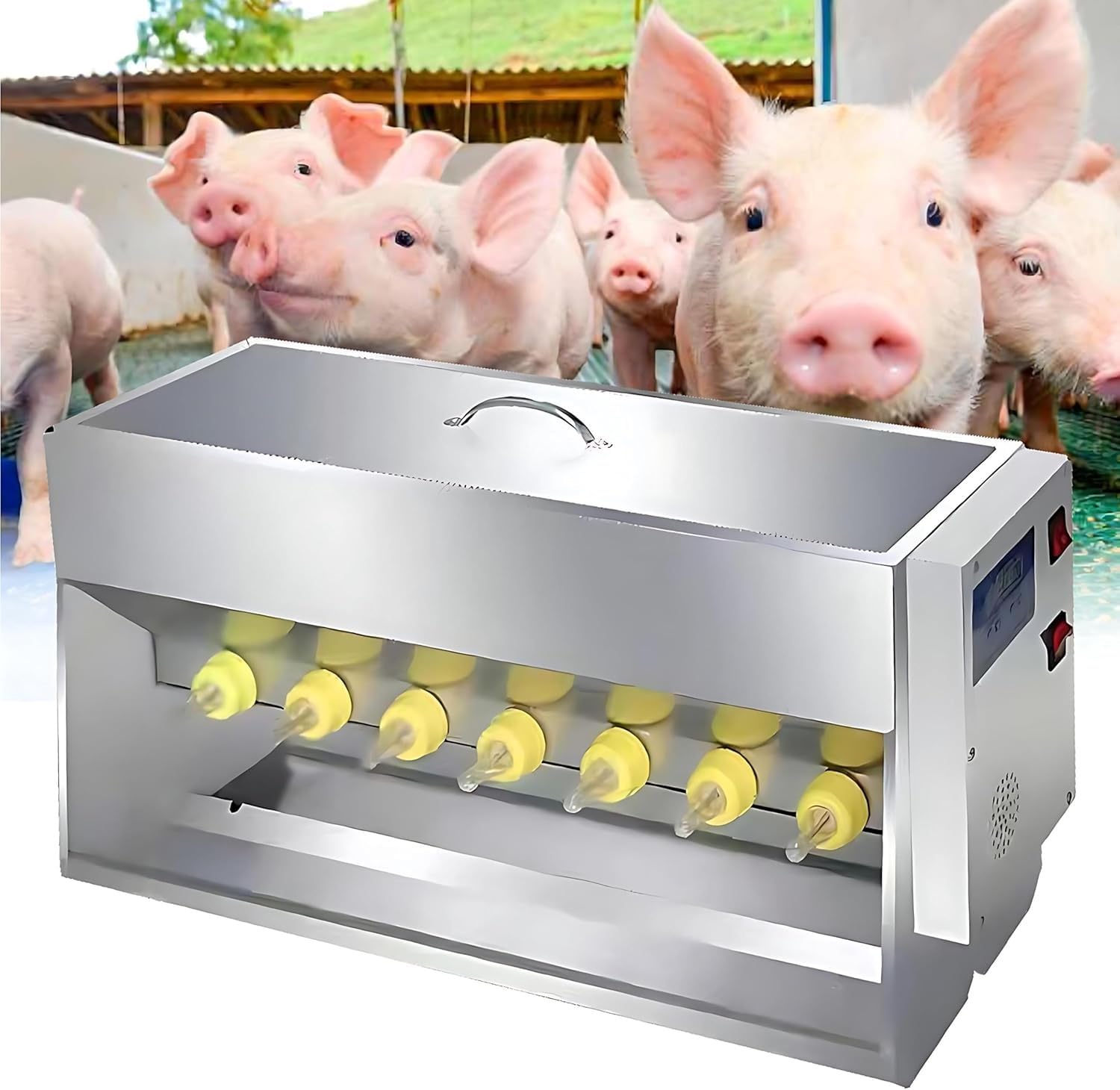 Butelka Do Karmienia Prosiąt, Karmnik Dla Prosiąt, 15/20 L Na 10/14 Smoczków, Stacja Do Pielęgnacji Prosiąt, Karmnik Dla Prosiąt Ze Stali Nierdzewnej, Regulacja Temperatury 0-100℃(Dual-Side14Nipples)
