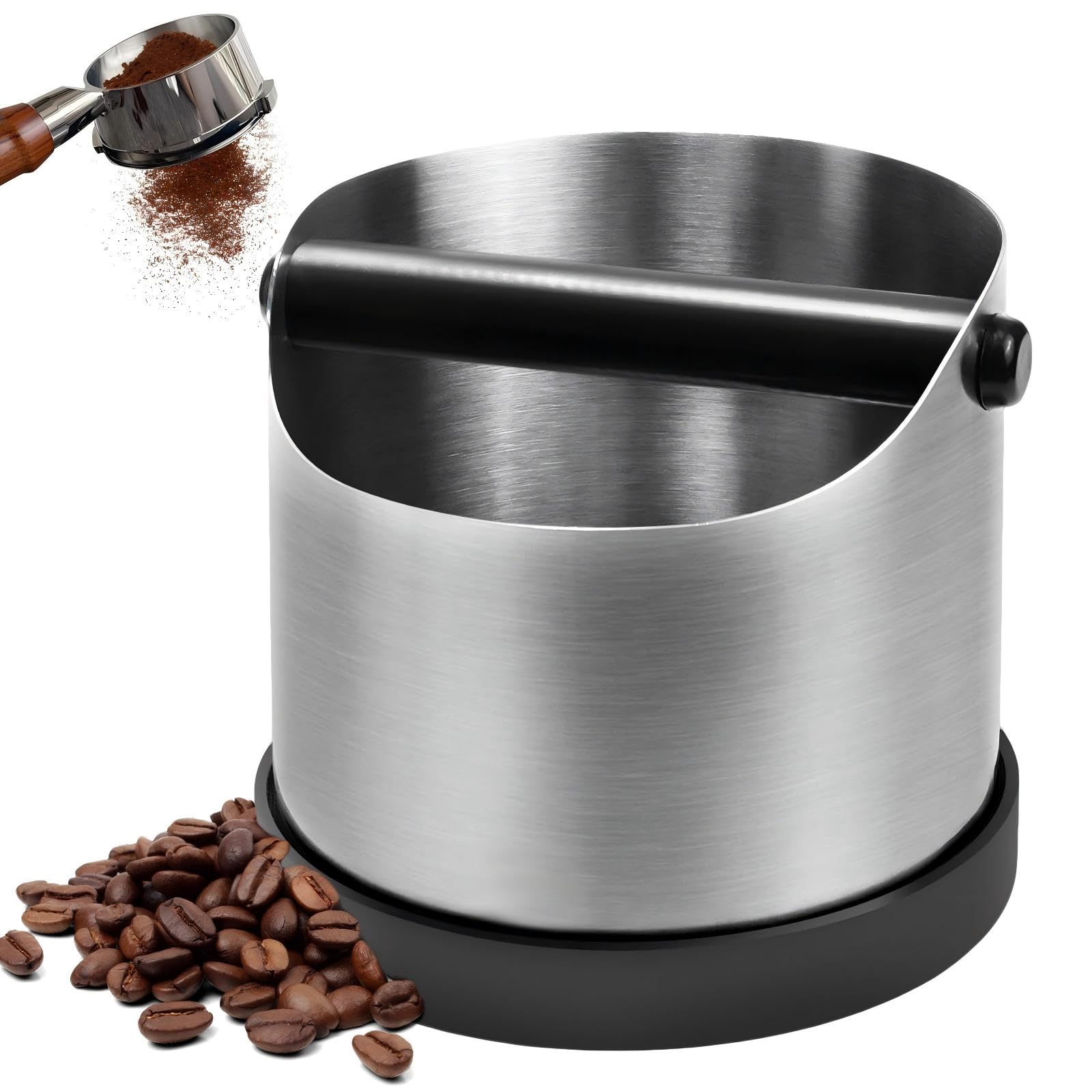 Contenitore per Fondi di Caffè - Contenitore per colino in Acciaio inox, Knock Box Coffee con Rimovibile Asta Percussione, Scatola Fondi di Caffè, Recipiente Fondi Caffè Adatto per Bar Cucine Uffici