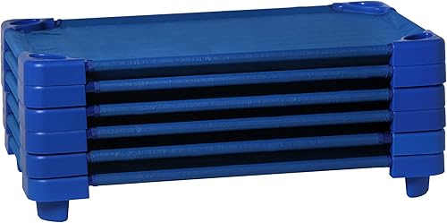 Sprogs Cunas apilables de 40 pulgadas de largo para niños preescolares que duermen descansan y siestan SPG-0232-5 azul paquete de 6