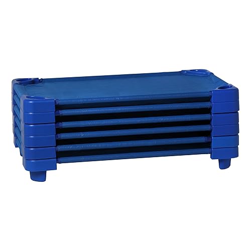 Miniatura 2 de Sprogs SPG-AUH1040-SO - Cunas apilables estándar para niños resistentes de 52 pulgadas de largo, color azul (paquete de 6) y sábanas estándar para