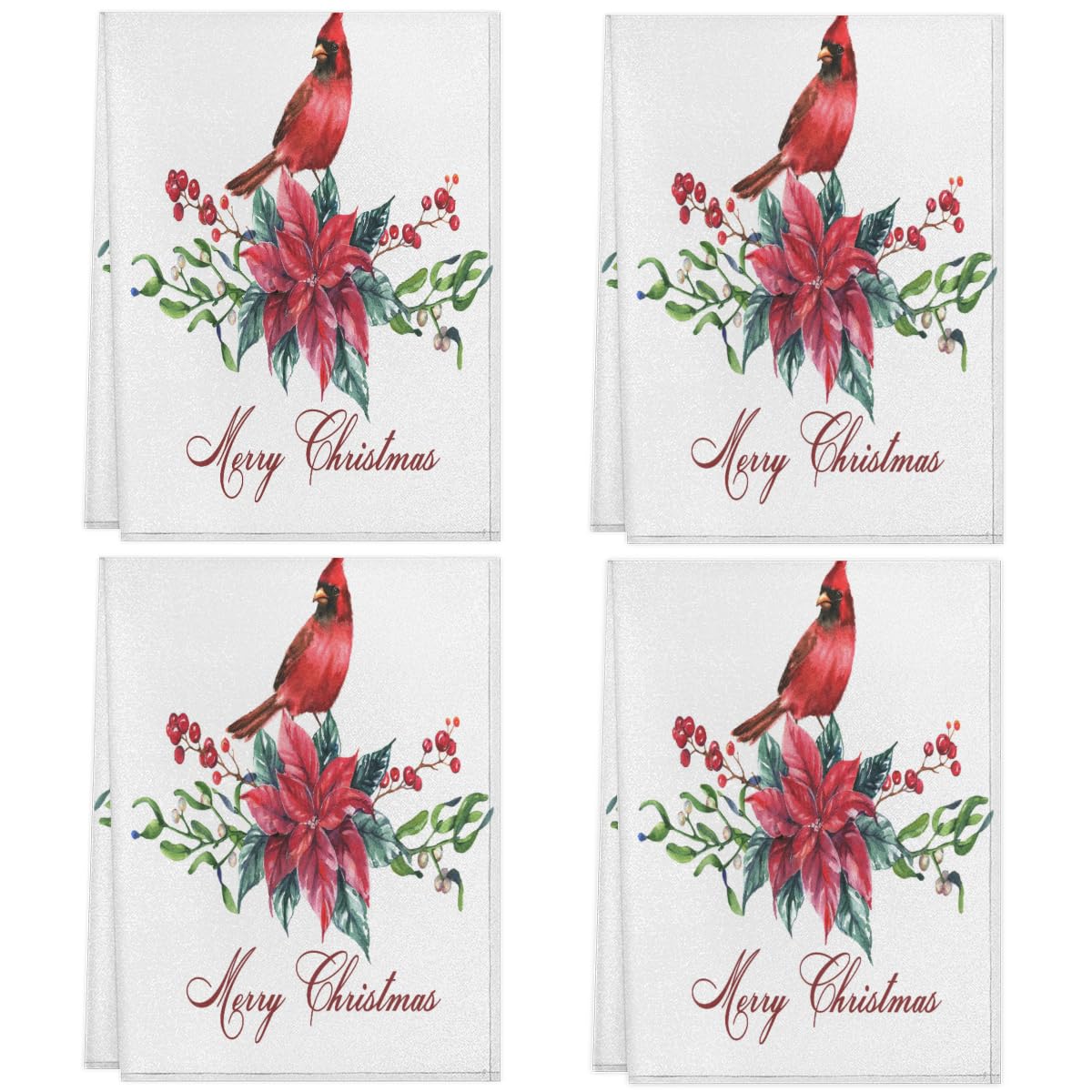 Wintervogel-Handtücher Set – 2 Stück, 35,6x71,1 Cm, Weich & Saugfähig, Weihnachtsdesign