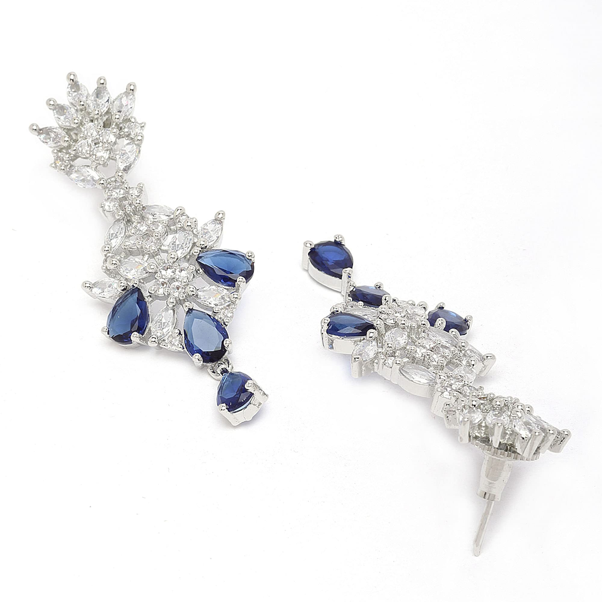 Rhodium-Plated Spiked Drop Earrings