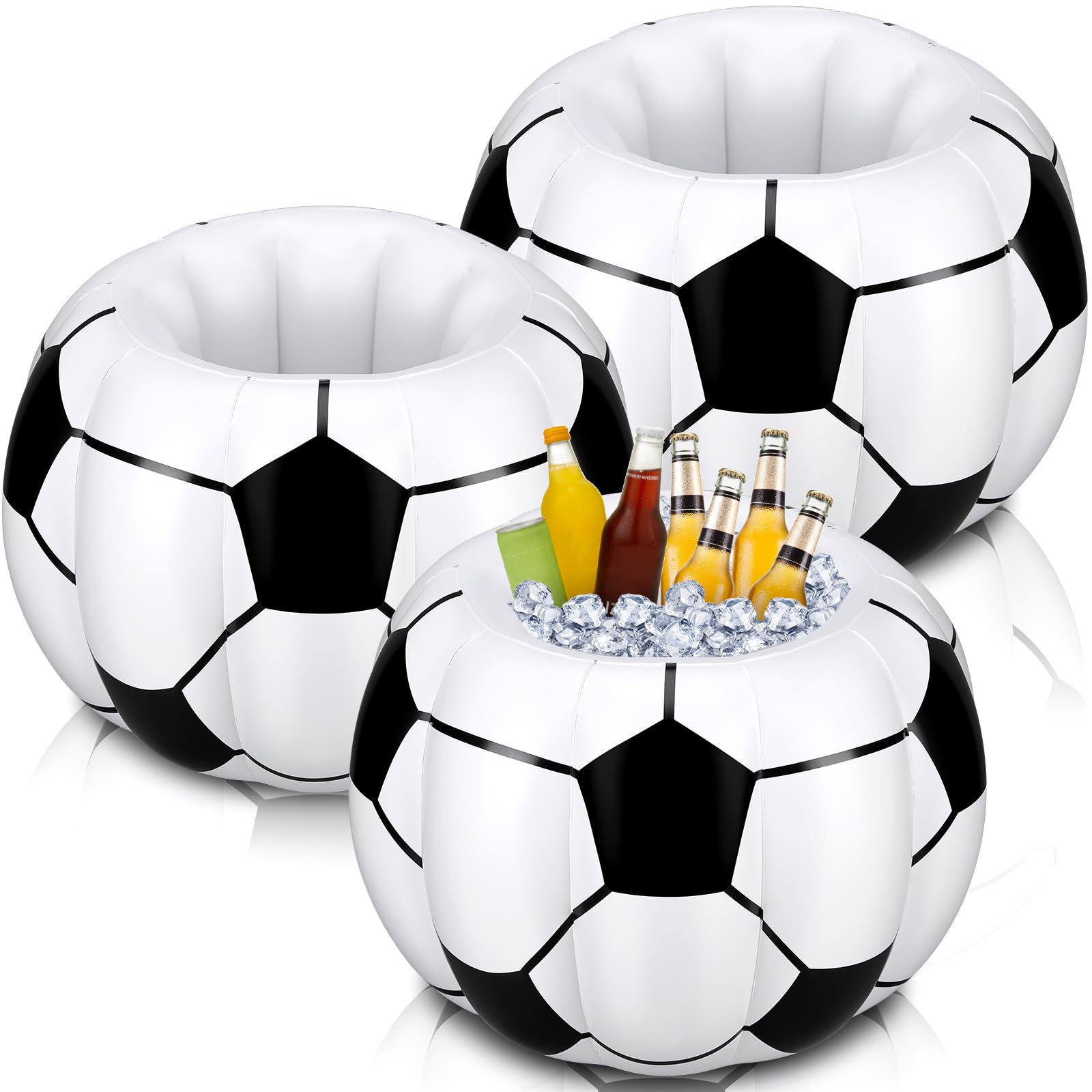 Photo 1 of Sliner 2026 World Soccer Party Decorations Reusable Floating Inflatable Cooler Football Drink Cooler by PVC, for Parties Food Drink Holder Inflatable Serving Bar for Sports Themed Supply Summer(3 Pcs)