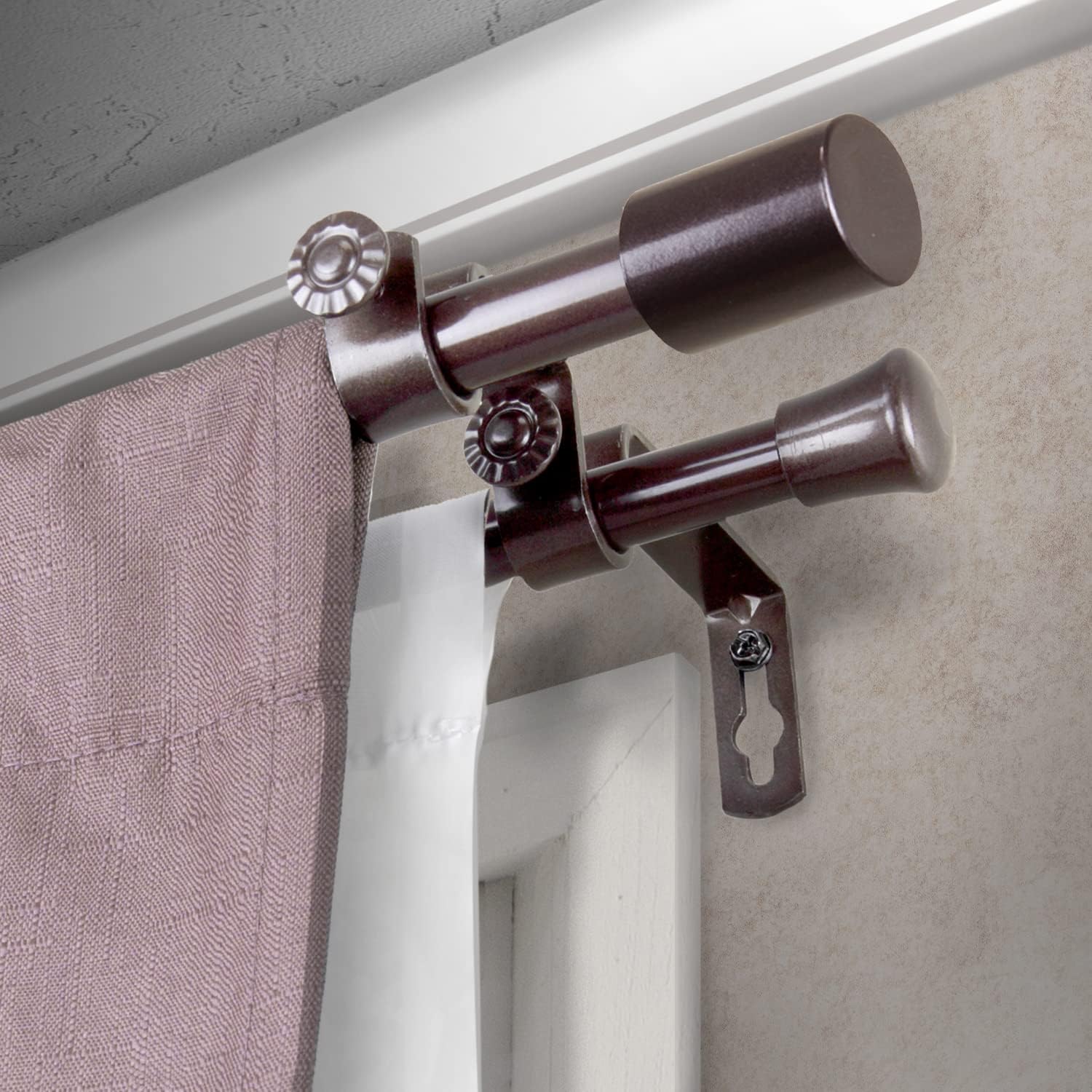 Bertha 5/8" Double Curtain Rod 28-48 inch - Satin Nickel