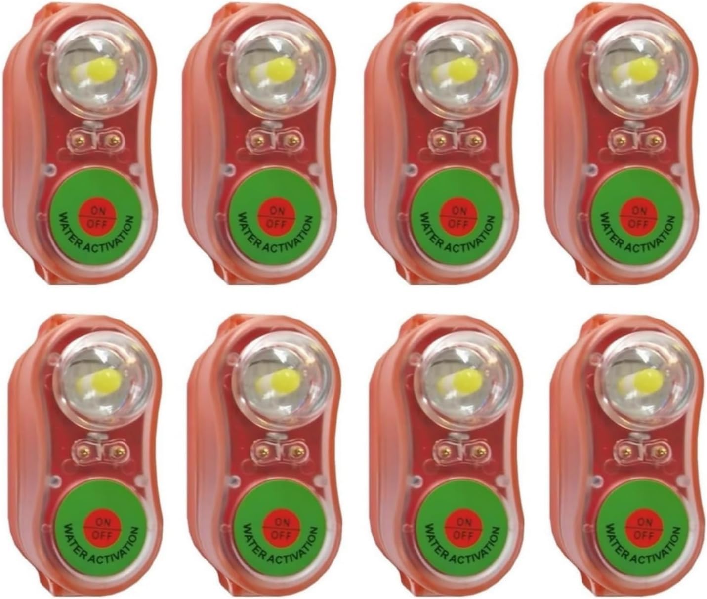 Luci Giubbotto Salvataggio a LED con Attivazione ad Acqua - Set da 6/8 Pezzi - Rosse e Verdi per Emergenza in Mare per Sopravvivenza in Acqua di Emergenza