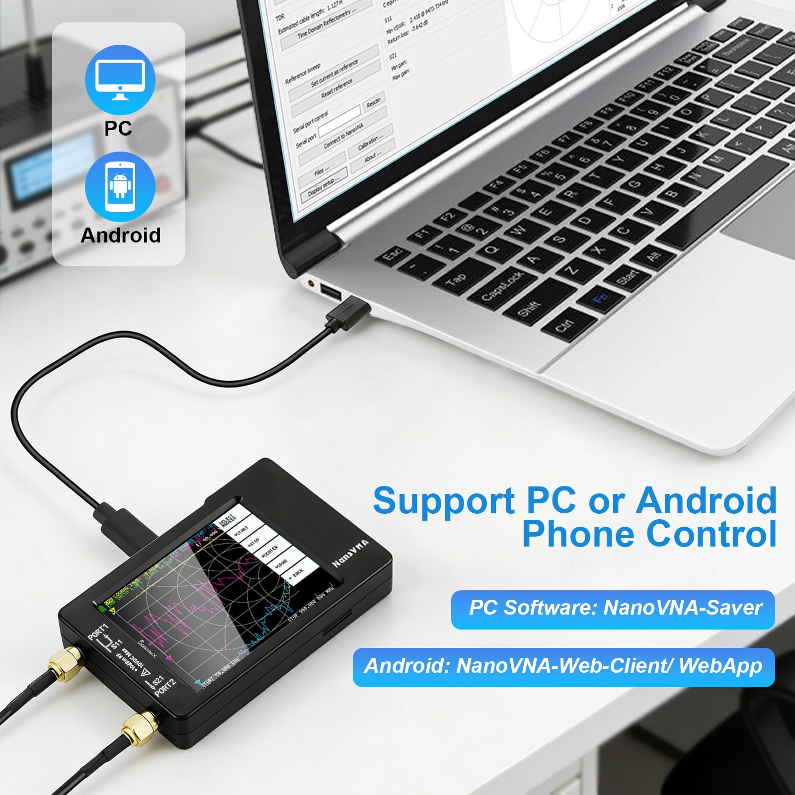 [Upgraded] AURSINC NanoVNA-H Vector Network Analyzer 9KHz -1.5GHz Latest HW V3.7 HF VHF UHF Antenna Analyzer, Measuring S Parameters, SWR, Phase, Delay, Smith Chart