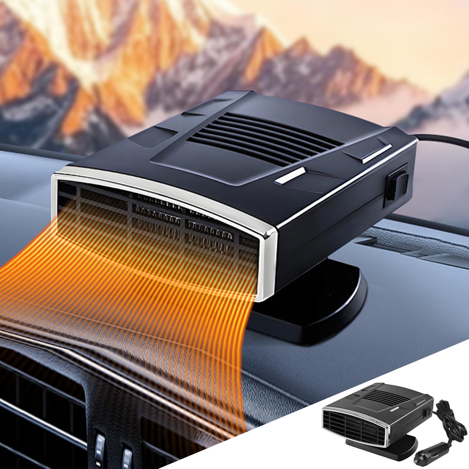 DAZZTIME Riscaldamento per Auto,Riscaldatore Portatile,Riscaldamento Rapido per Auto,Riscaldatore per Auto,Riscaldamento Rapido 2 in 1 e Funzione di Raffreddamento,Sbrinatore per Auto,per Auto