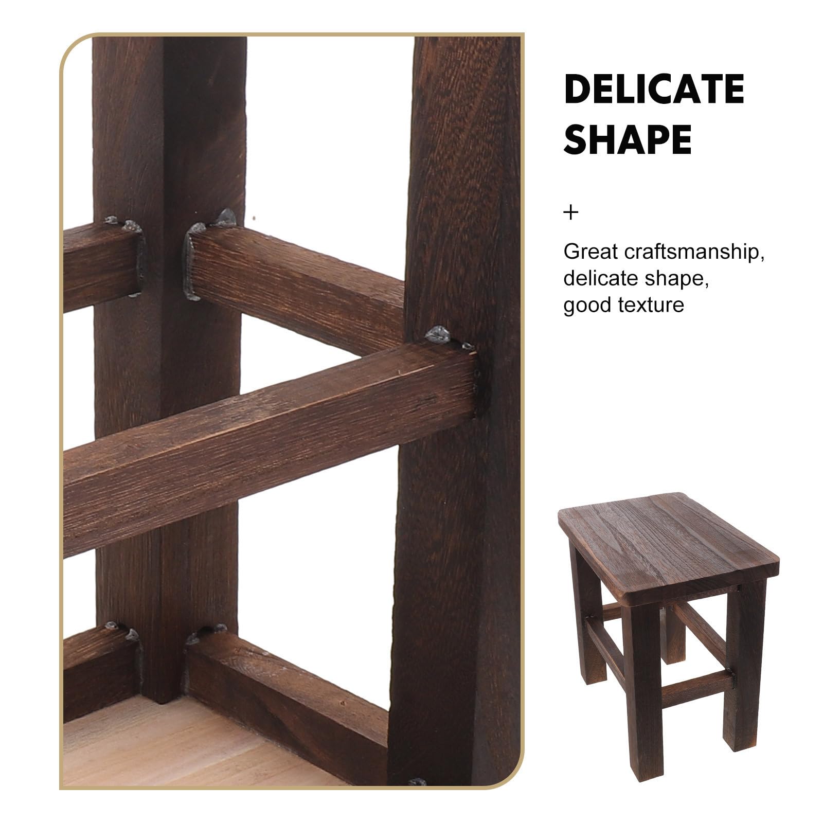Taburete de Madera Vintage para Plantas Diseño Ligero y Esquinas Redondeadas, Estructura Baja Adecuado para Ambiente y Baño