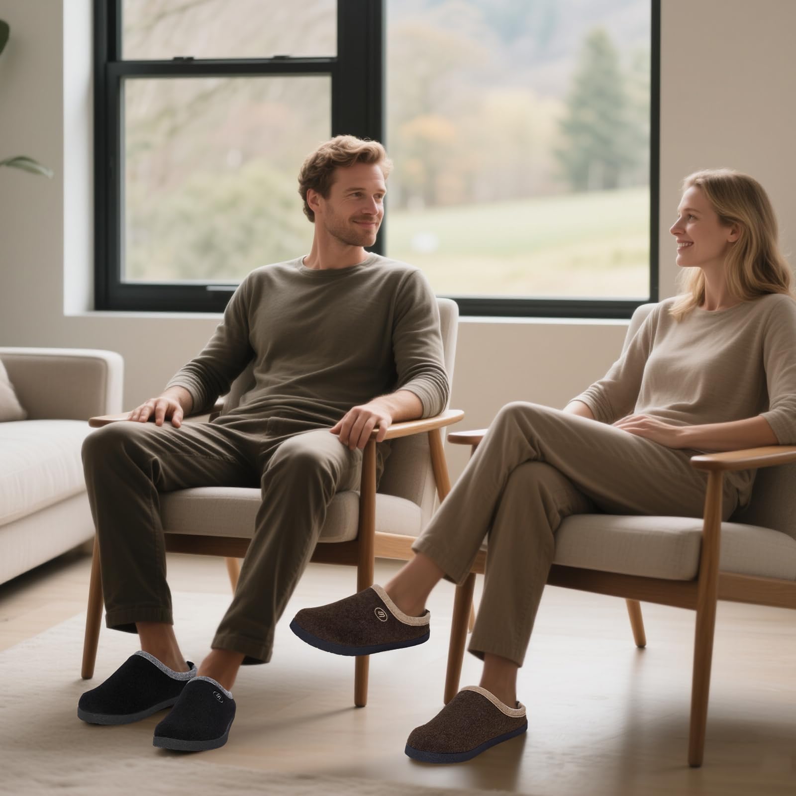 RUYI Pantuflas de fieltro para mujer y hombre, pantuflas de invierno, cálidas, de fieltro, con soporte para arco y suela antideslizante para interior y exterior