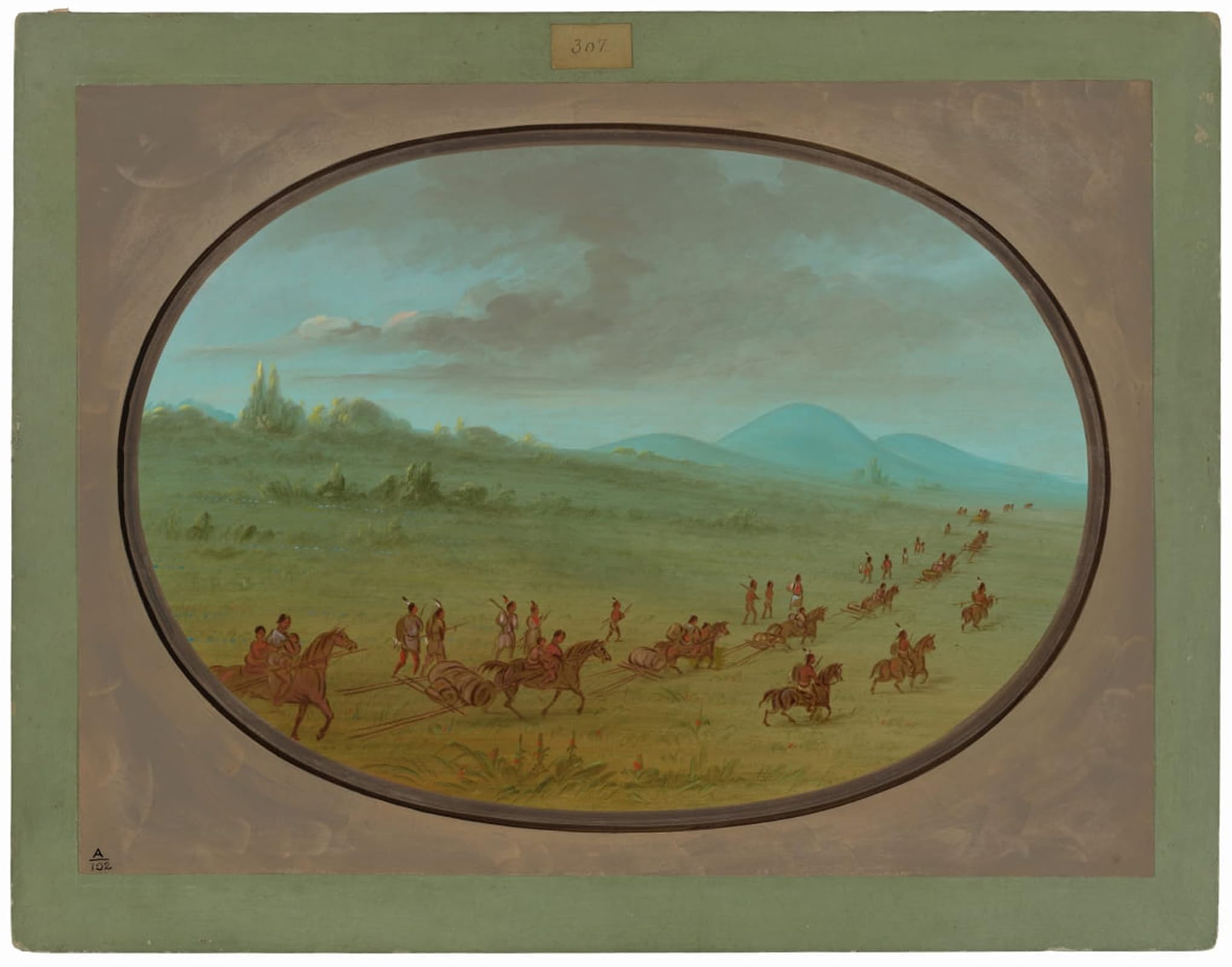 POSTERIIk Famous Modern Artwork Art Mural Halsey's Bluff Sioux Indians on the March by George Catlin Oil Paintings Pictures for Home Decor 60x90cm