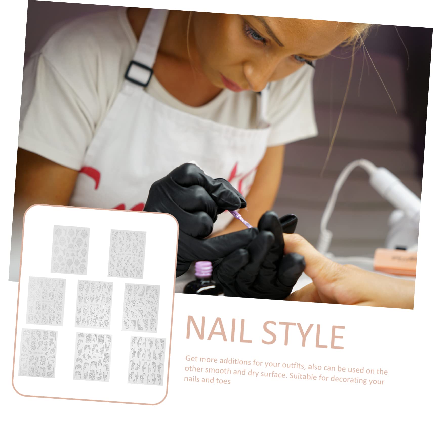 2 Set Adesivi Per Unghie Embossed Flower Nail Stickers Decorazioni Per Nail Art Set Per Feste E Speciali Sicuri E Impermeabili Facili Applicare 8 Fogli*2