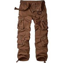 Mens Camo Cargo Work Pants Cotton Tactical Ripstop Casual Combat Pants with 8 Pockets