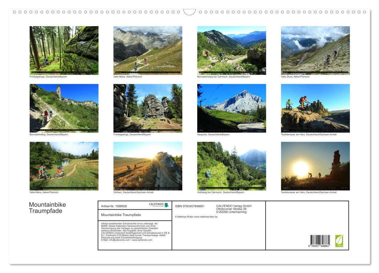 Mountainbike Traumpfade (Wandkalender 2026 DIN A2 quer), CALVENDO Monatskalender: 12 spannende Mountainbike Motive (CALVENDO Sport)