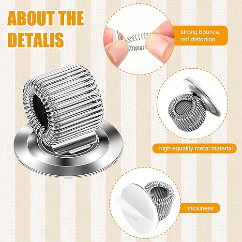 Miniatura 10 de Fulmoon 24 clips para bolígrafos, de acero al manganeso, organizador autoadhesivo para lápices con lazo de resorte ajustable para refrigerador,