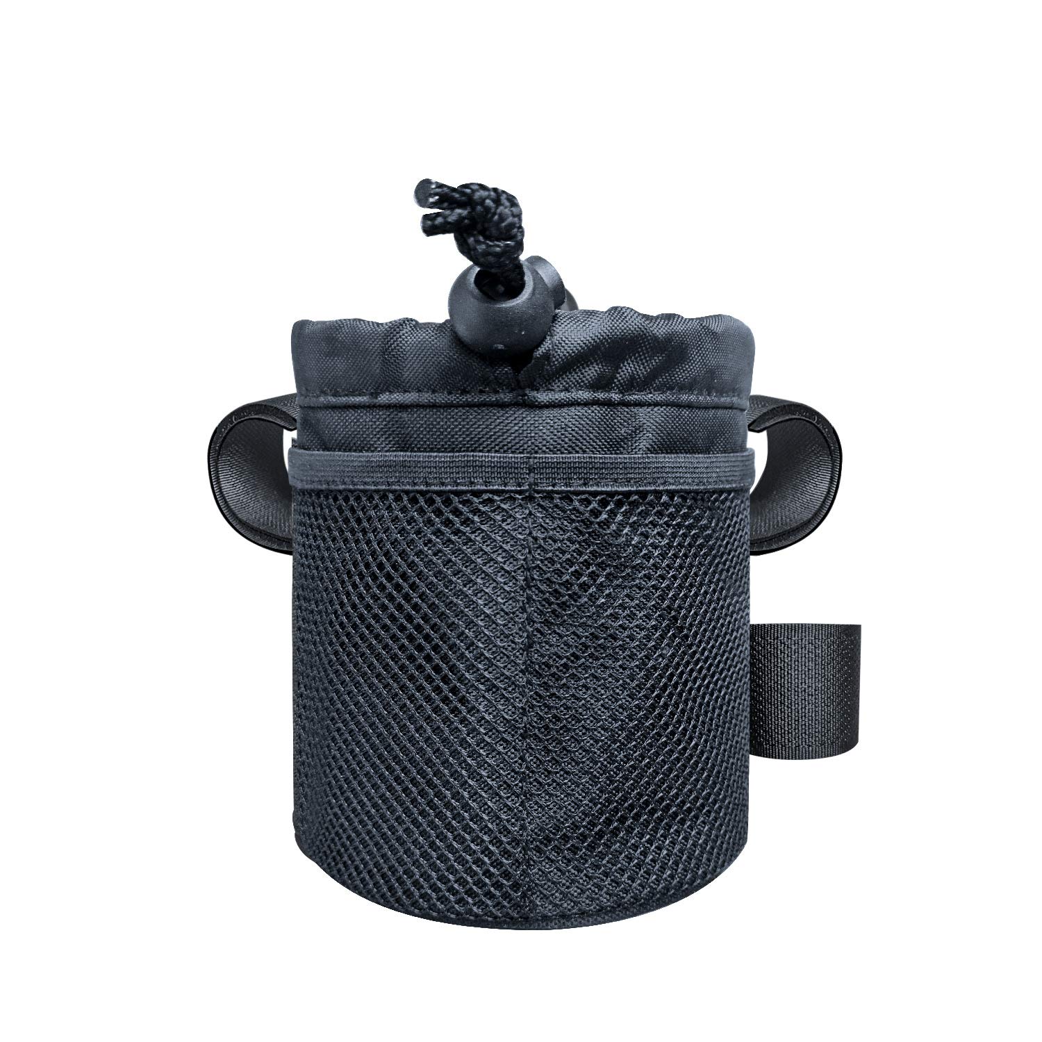 UCEDER 3 Mounting Straps Bicycle Handlebar Cup Holder,Bike Water Bottle Holder Bag Drink Holder with Mesh Pocket and Adjustable Buckle.Easy to Reach The Bottle Without Stopping Cycling. (5.1" Height)