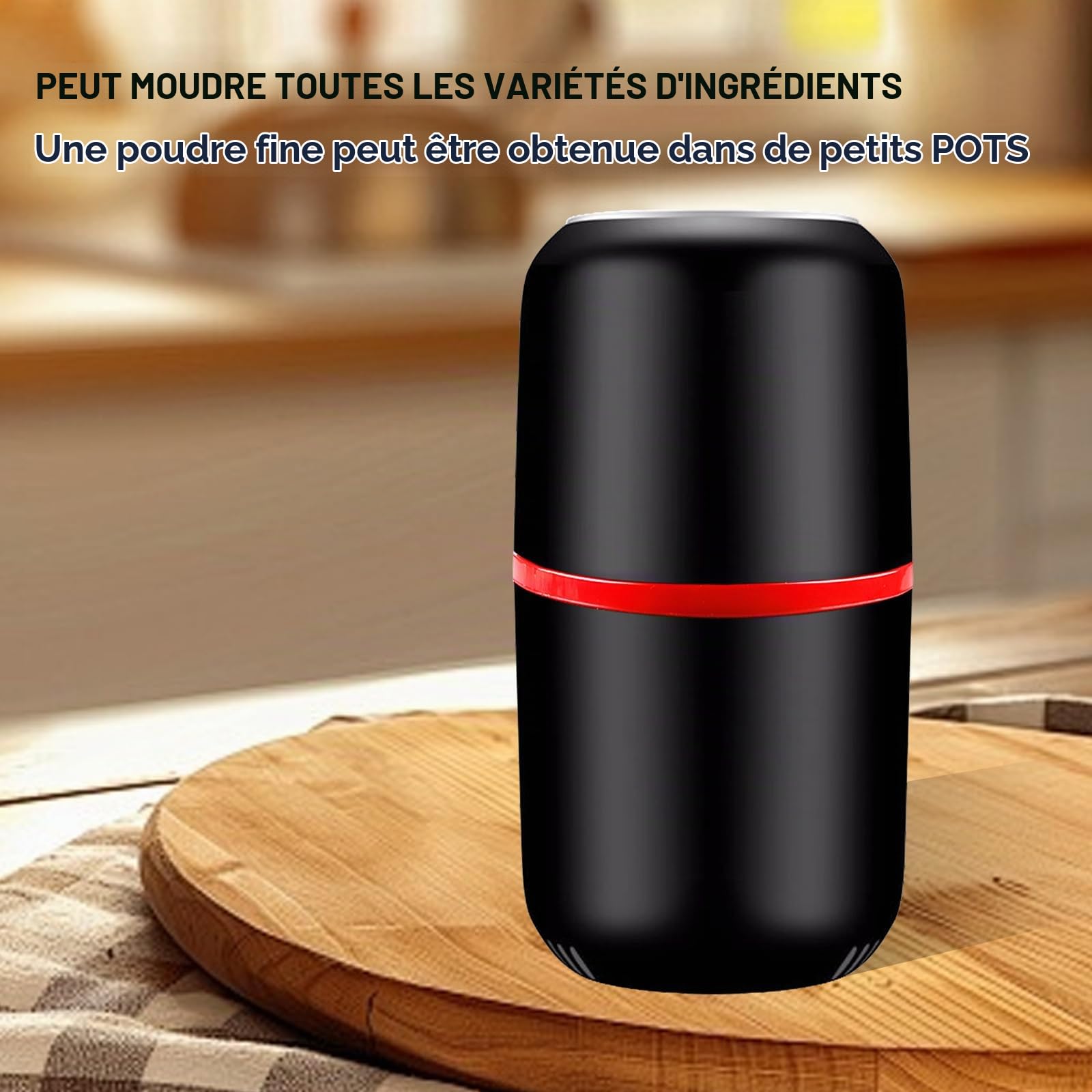 Moulin à Café Électrique - Broyeur de Pilules et d'Épices - Pour les Grains de Café, Noix et Épices - Noir