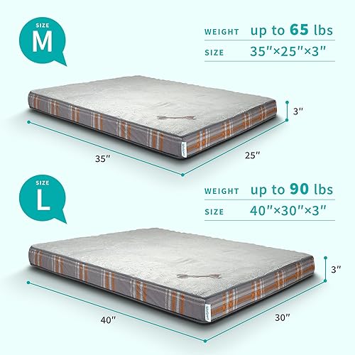 Miniatura 9 de Cama ortopédica para perros medianos, cama de almohada para perros con funda extraíble lavable para jaula de huevos, alfombrilla de cama de espuma