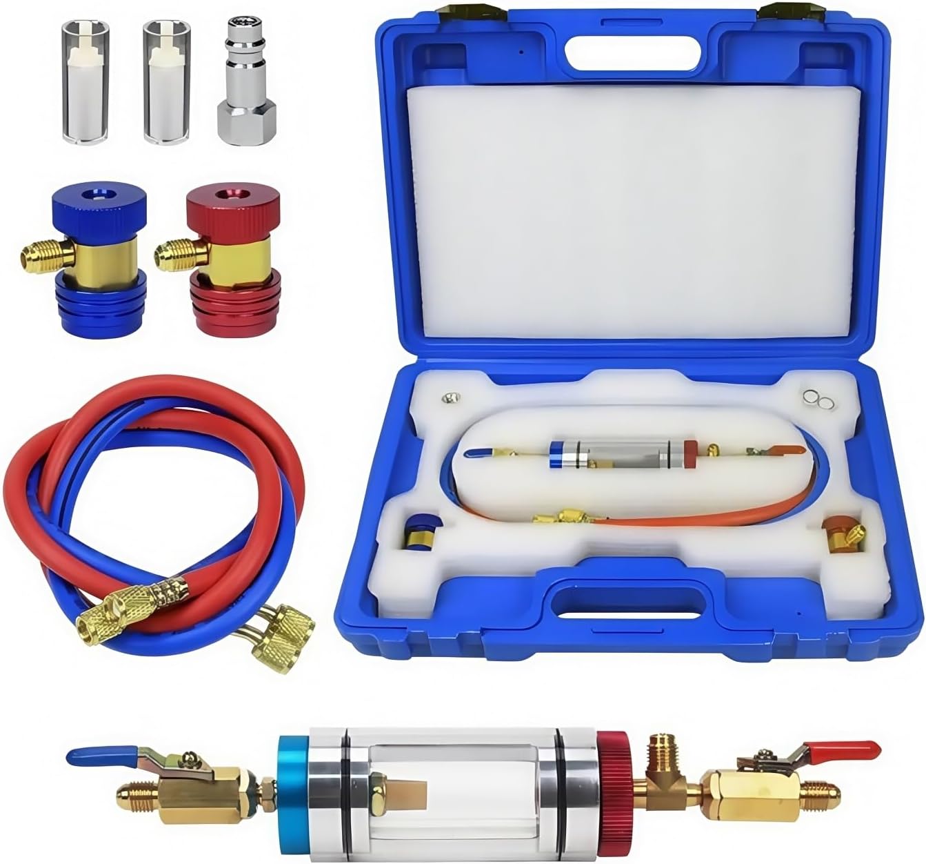 Automotive A/C Refrigerant Oil Analyzer, Car Air Conditioning System Tester, Compressor Oil Filter Check Tool, HVAC Diagnostic Tool(Complete set)