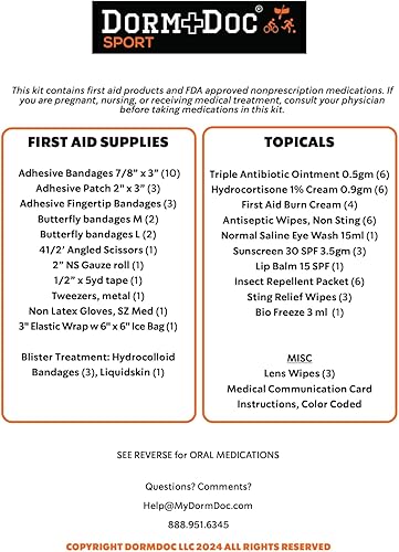 Miniatura 5 de DormDoc Sports Pack Kit de primeros auxilios - Kit médico de emergencia compacto para deportes - con vendajes, medicamentos de venta libre para