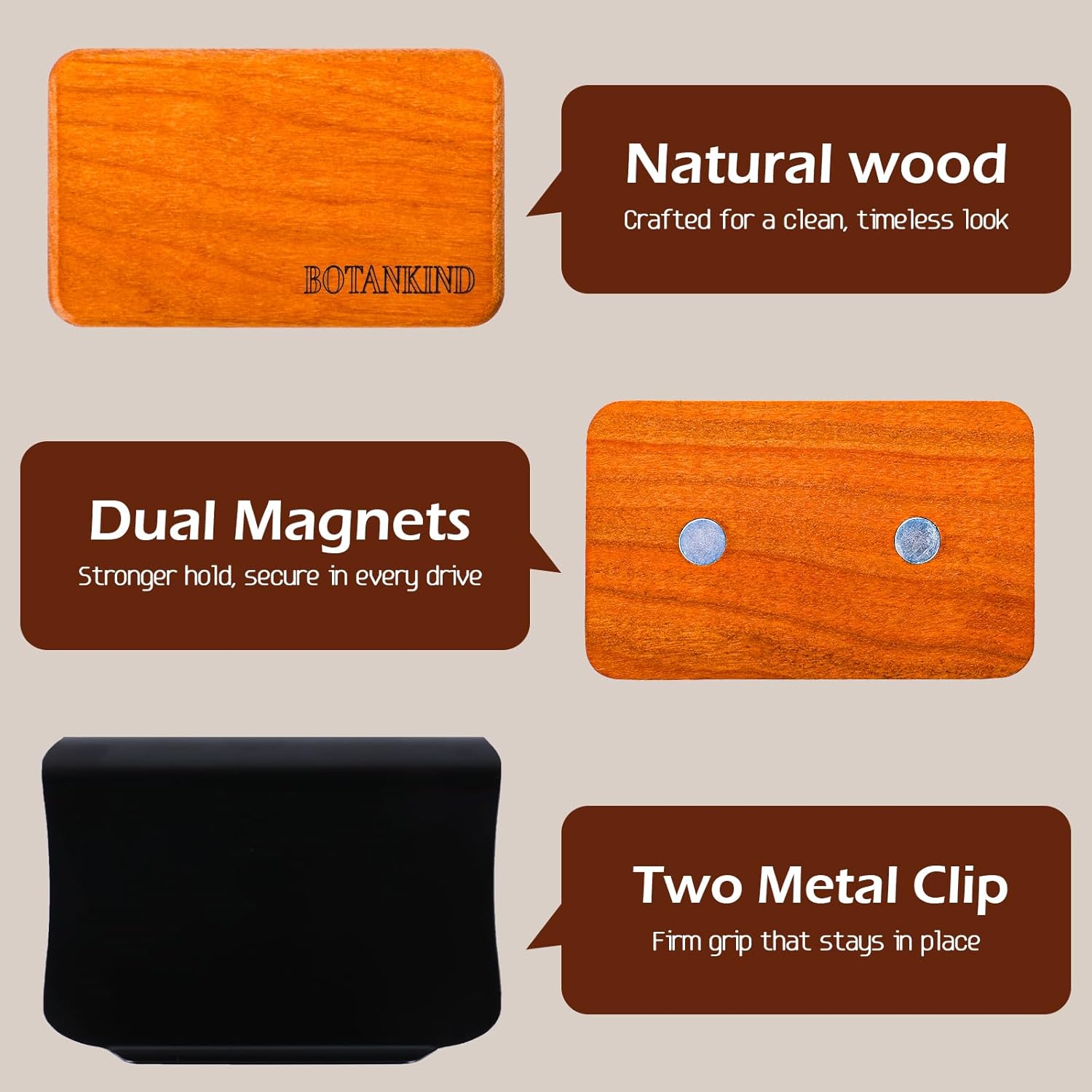Car Air Freshener- Original Wood Air Freshener-Car Odor Eliminator for Visor Clip-Long Lasting Scent, Vehicle Scent Diffuser for Truck, SUV, Sedans - 4 pack Included 2 Clips (Teak-Amber-Cabana-Grove)