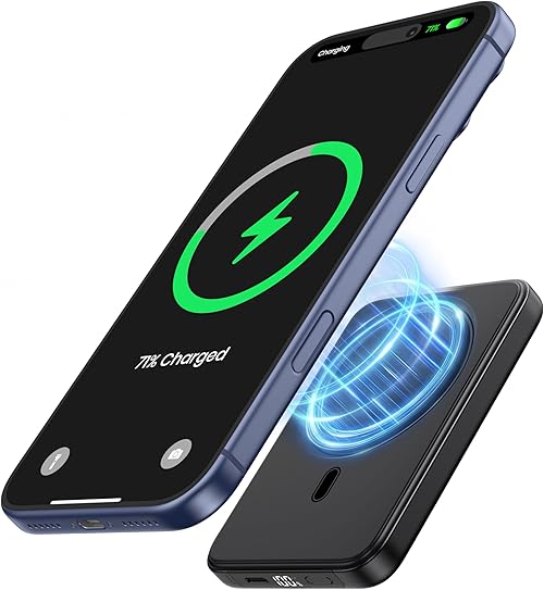 A ADDTOP mag-Safe Mini Power Bank Slim, 10000mAh Magnético Bateria Externa Inalámbrico, 20W PD Carga Rapida, Cargador Portátil con Pantalla LED para iPhone 17/16/15/14/13/12