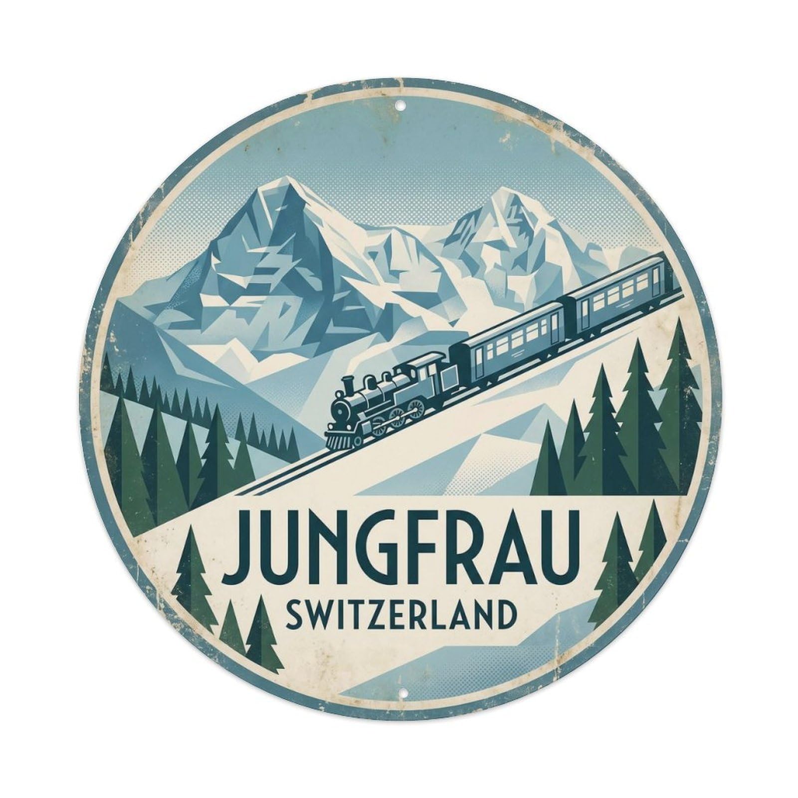 Vintage Travel Jungfrau Switzerland Metal Tin Sign