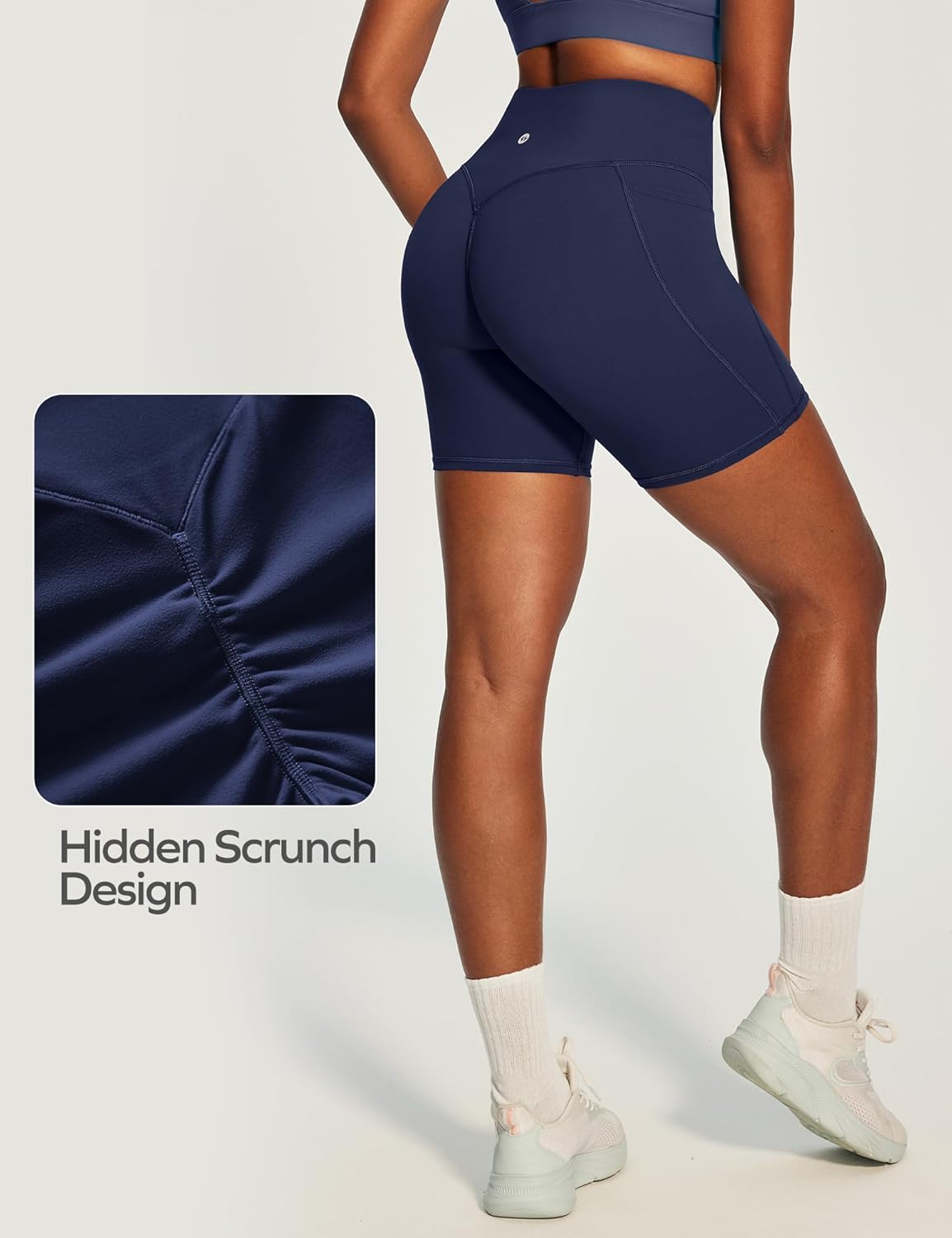 Ewedoos Butt Lifting Biker Shorts Women Tummy Control with Pockets Workout Gym Shorts High Waisted Spandex Yoga Shorts