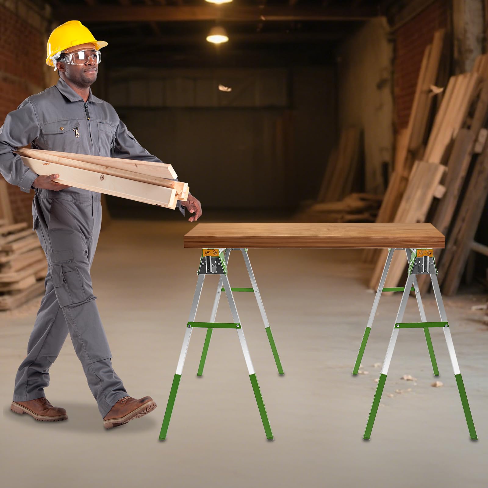 Höhenverstellbar (6 Stufen, 72,6–89 cm) Enorme Tragkraft Arbeitsböcke Böcke Arbeitsbock Unterstellbock Höhenverstellbar 2er Set Klappbar Schnell zusammenklappbar für Werkstatt, Baustelle, Lager