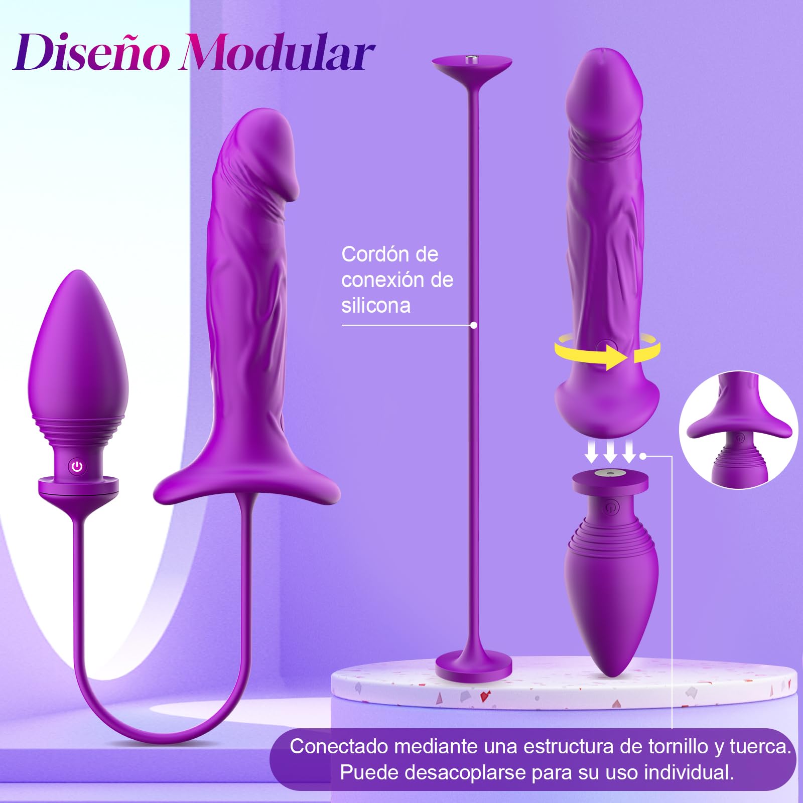 Vibradorador Mujer Juguetes Eroticos Dildo Plug Anales,3 in 1 Clítoris Juguete Sexualmujer con 10X10 Modos Vibradores,Consoladores Anales Juguetes Sexuales para Hombres