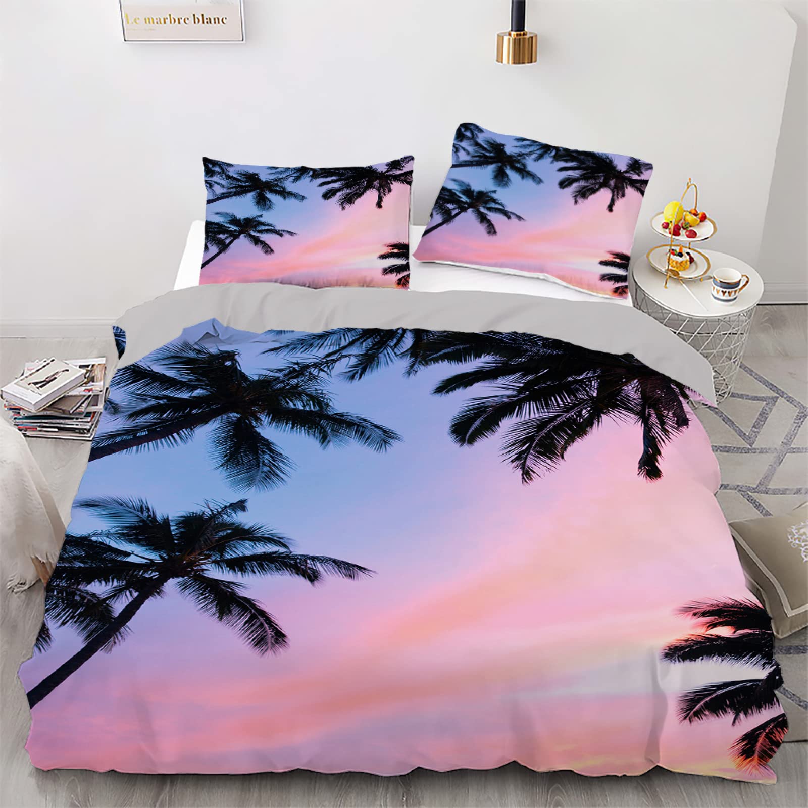 Housse de couette 140x200 ciel bleu avec 2 taies d'oreiller